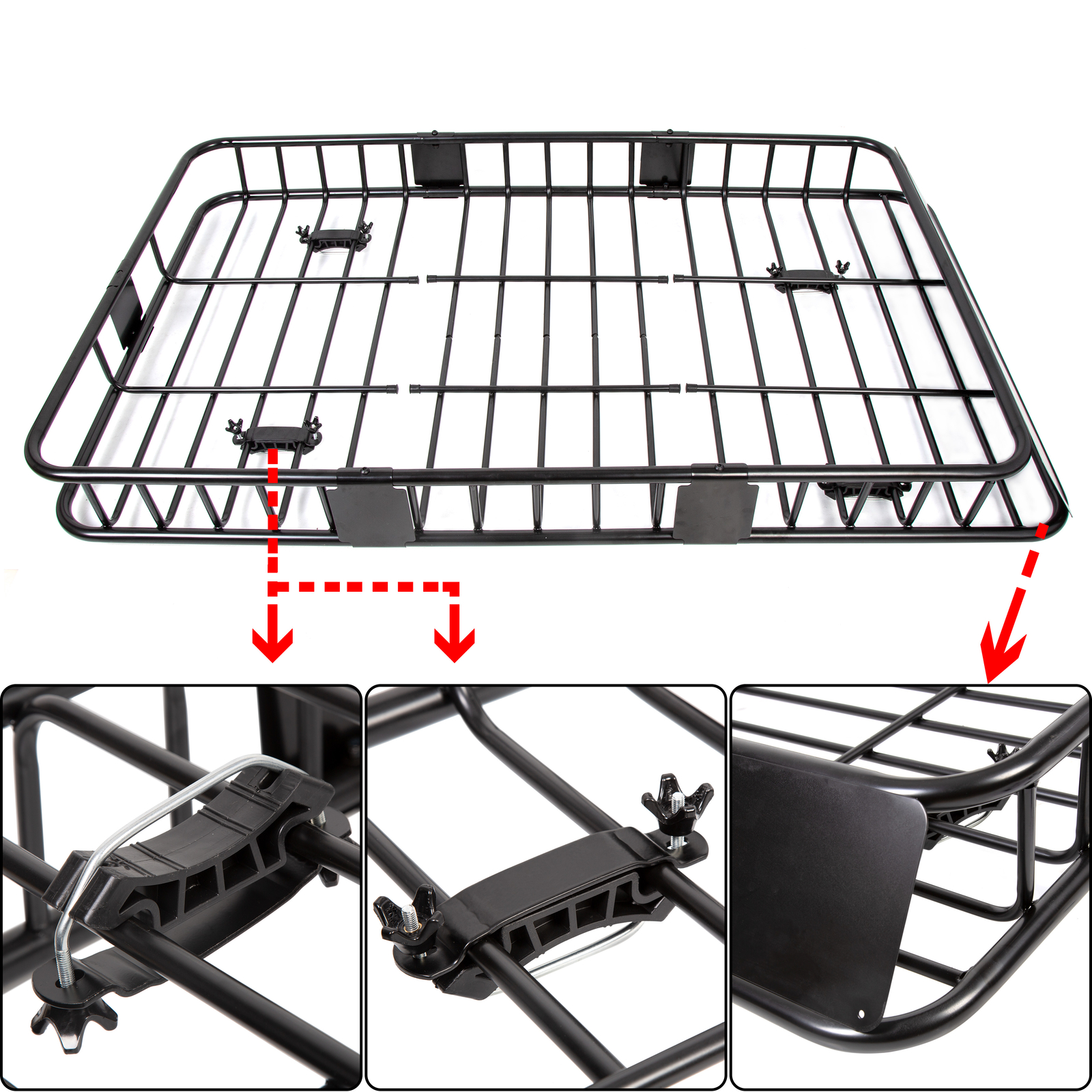 67" Roof Rack Cargo Top Luggage Holder Carrier Basket with Extension Travel NEW
