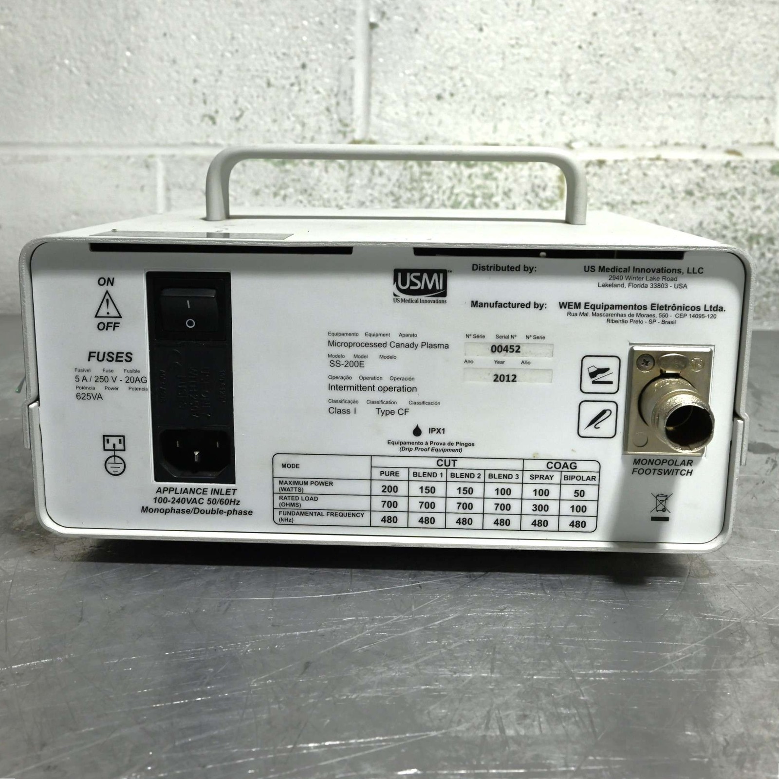 USMI / WEM SS-200E Electrosurgical System