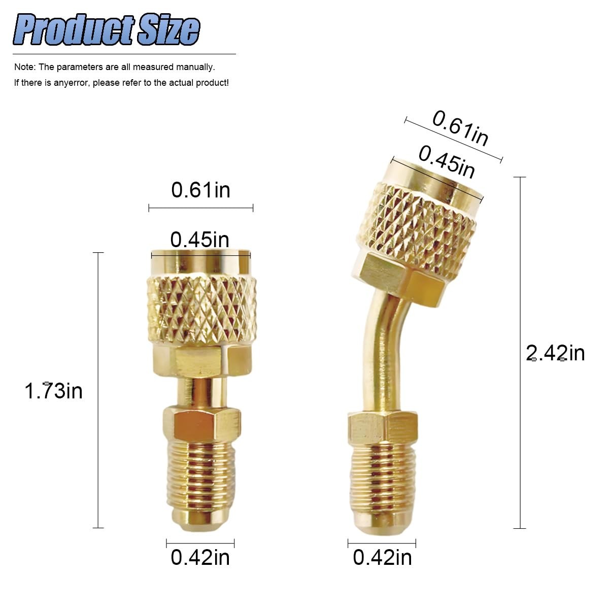 Straight Adapter & Angled Adapter, R410A Adapter Mini Split Adapter 5/16" Female
