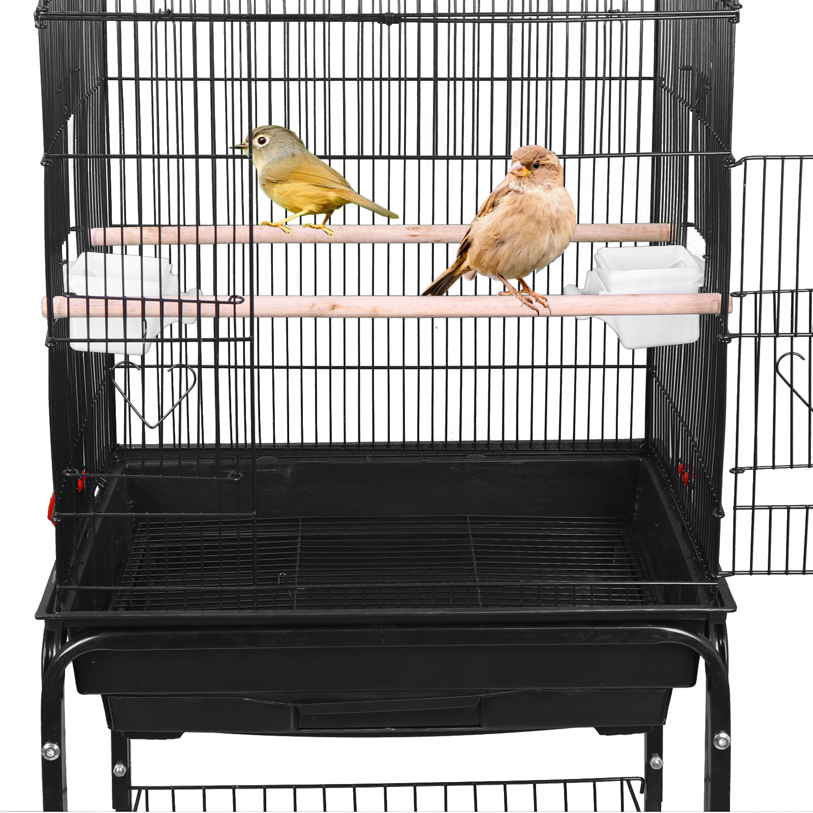 59'' Bird Cage with Rolling Stand Cockatiel Parakeet Finch Parrot Birdcage Black