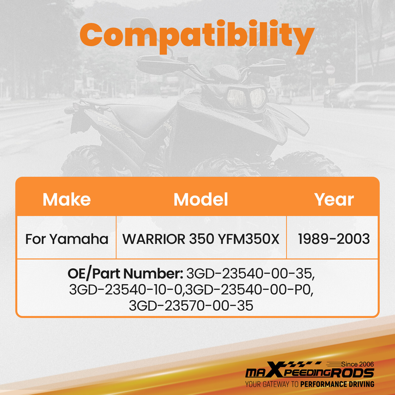 Front Lower & Upper A-Arms for 1989 1990 1991-2003 Yamaha WARRIOR 350 YFM350X