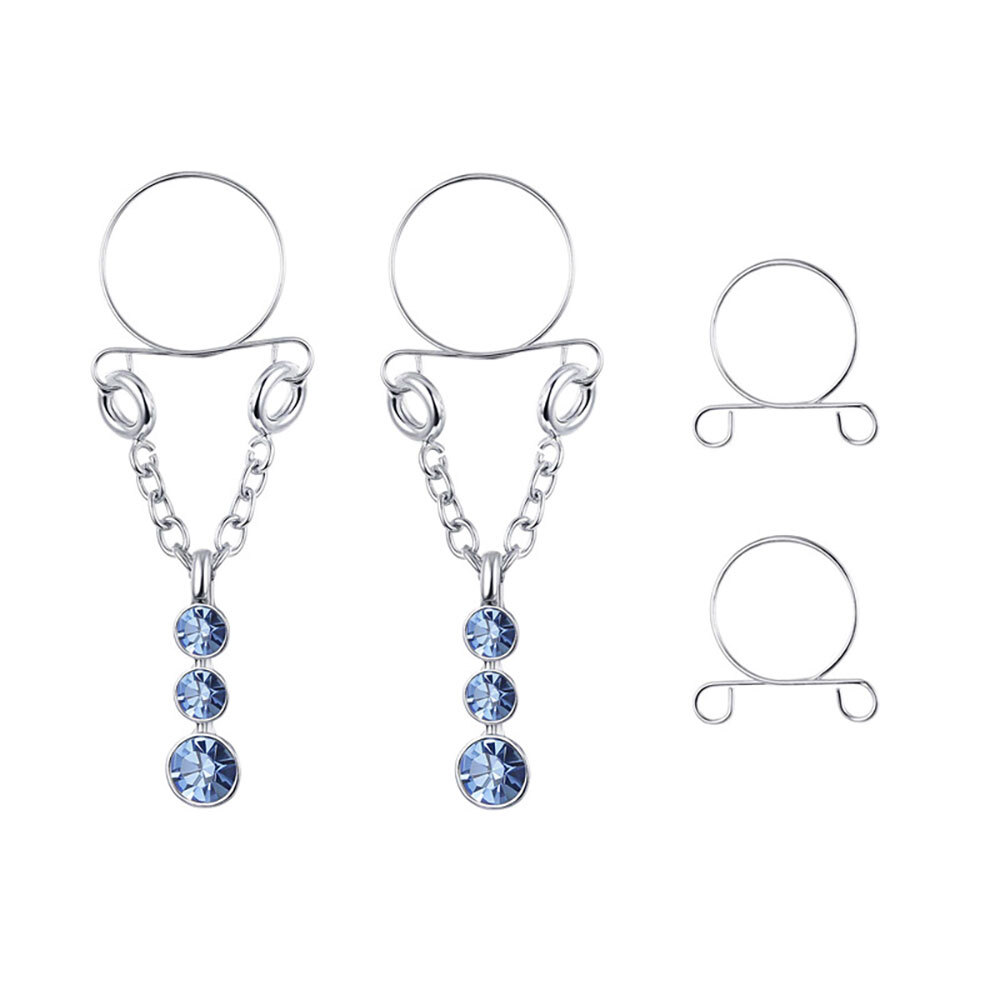 6 Pair Safety Fake Nipple Rings Women Non-Piercing Dangle screw Clip On Jewelry