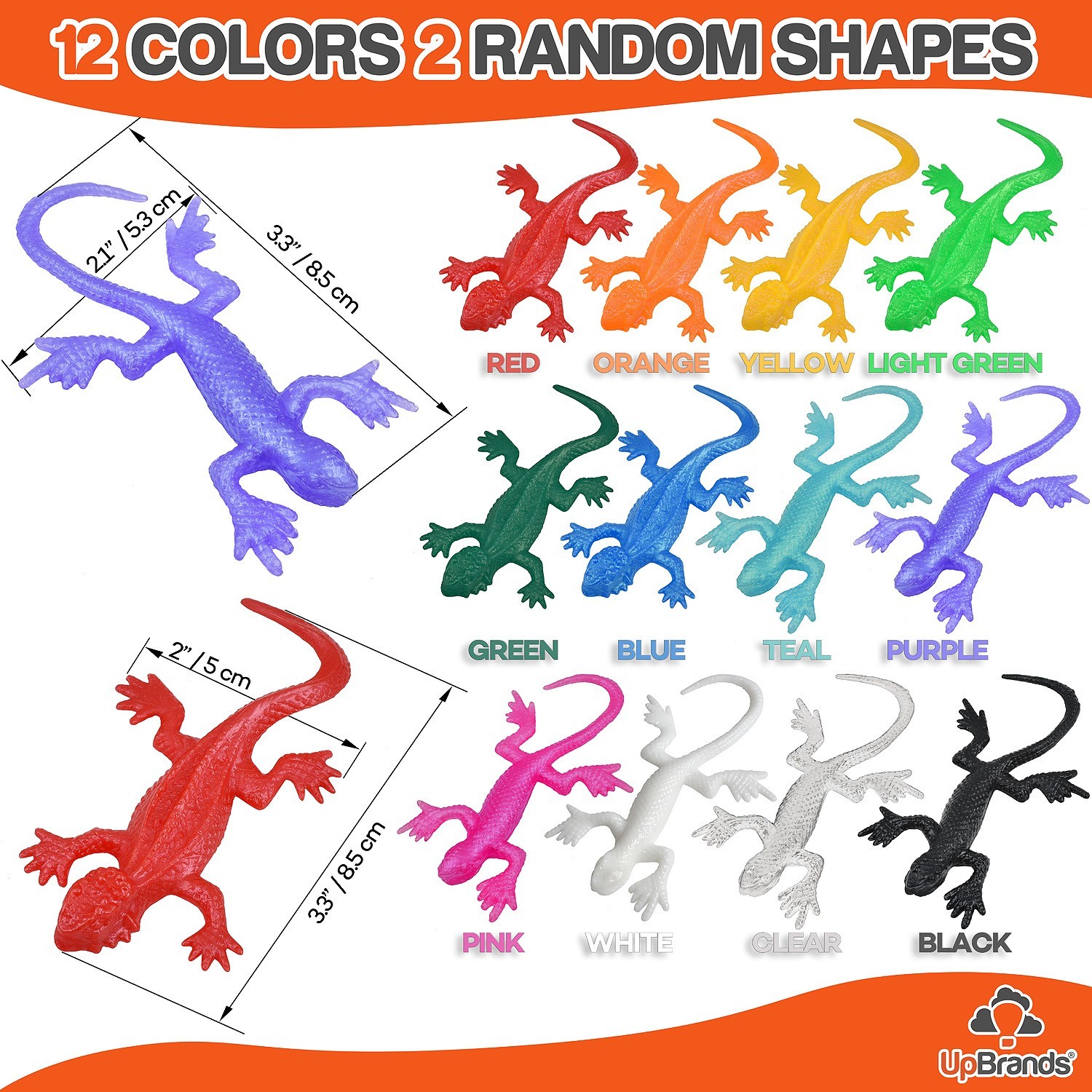UpBrands 2880 Pack Bulk Super Stretchy Lizard Toys – 12 Colors, 3” Gecko Set