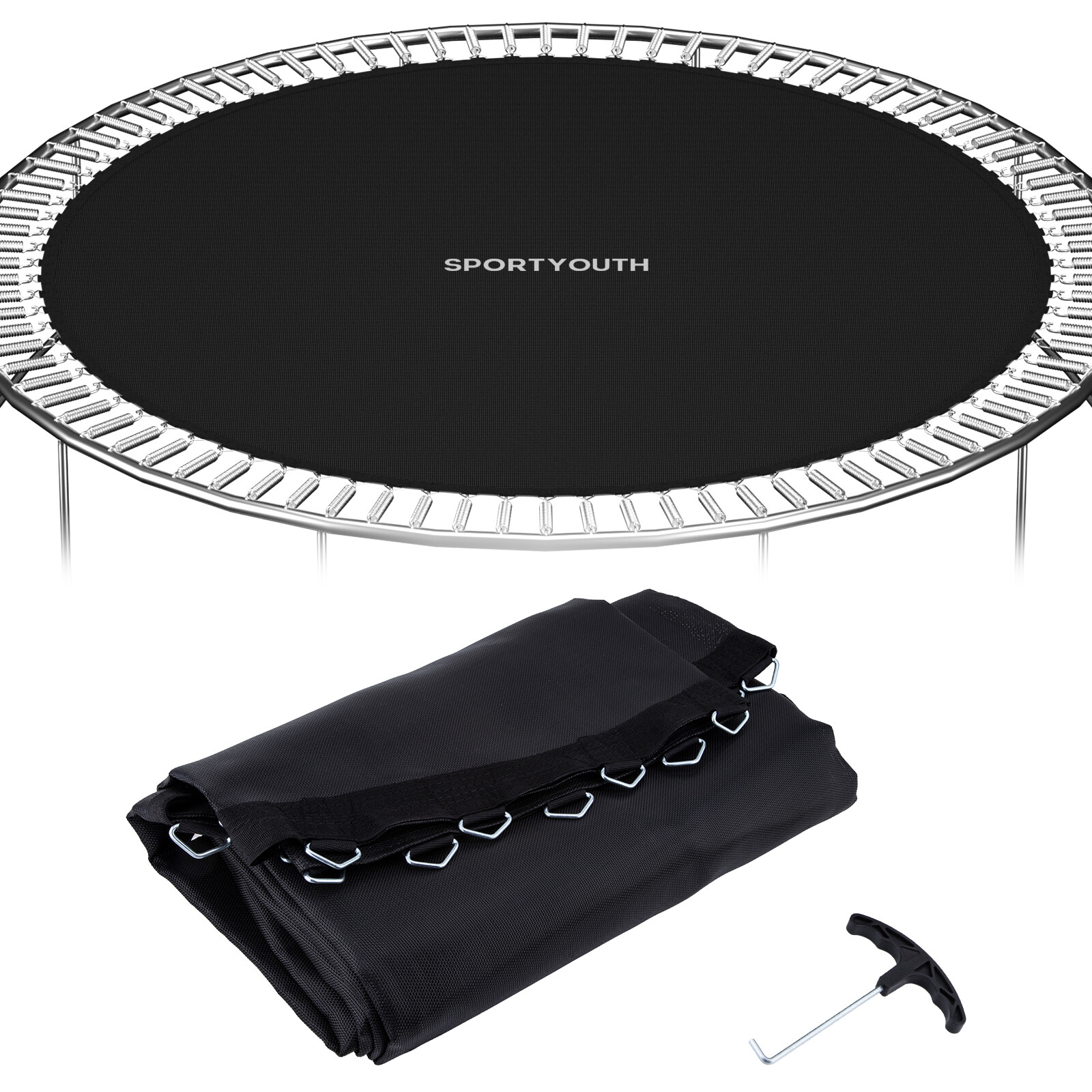 Round Replacement Trampoline Mat Fits 15ft Frame 96 Rings w/ 6.5"-7" Spring Tool