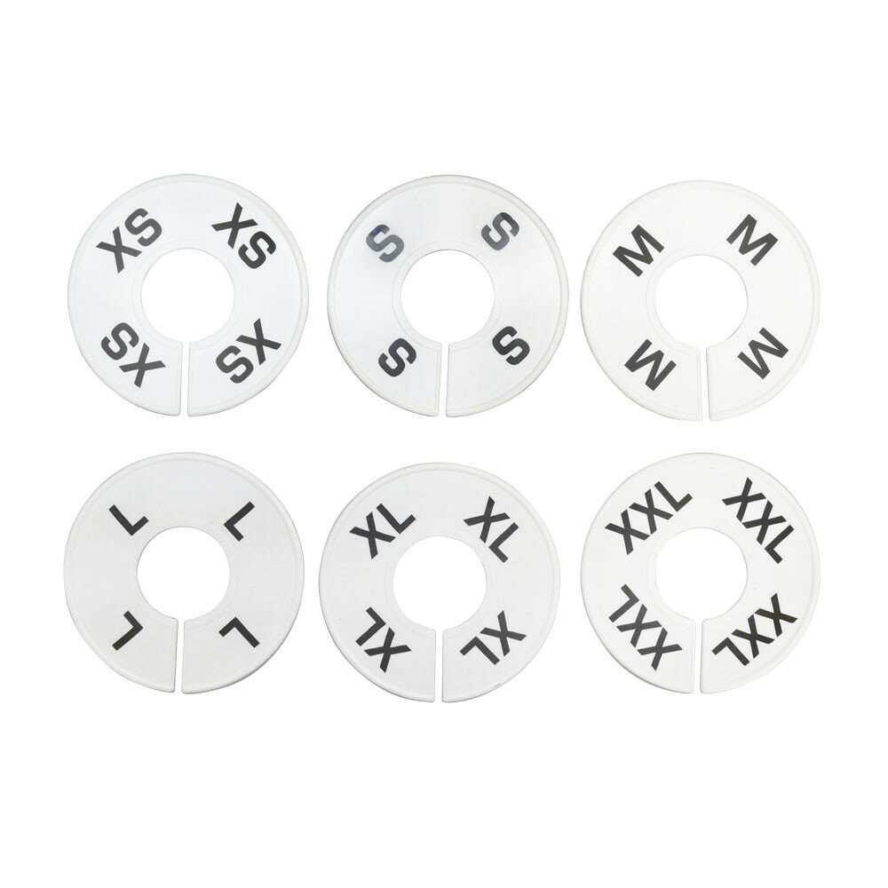 Set of 60 Pcs White Round Clothing Rack Size Dividers Plastic Hanger Ring XS-XXL