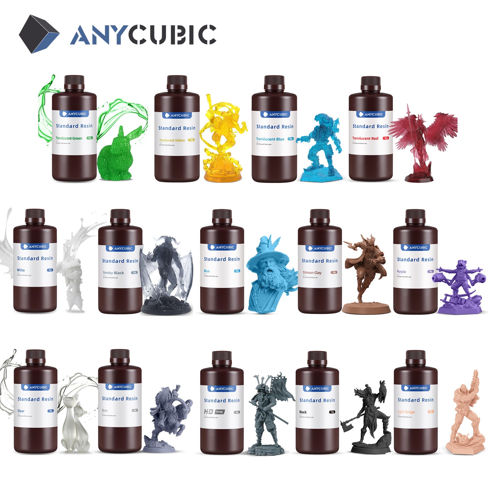 ANYCUBIC 5-30kg 3D Printer Resin Standard Resin 405nm UV Sensitive Resin Lot