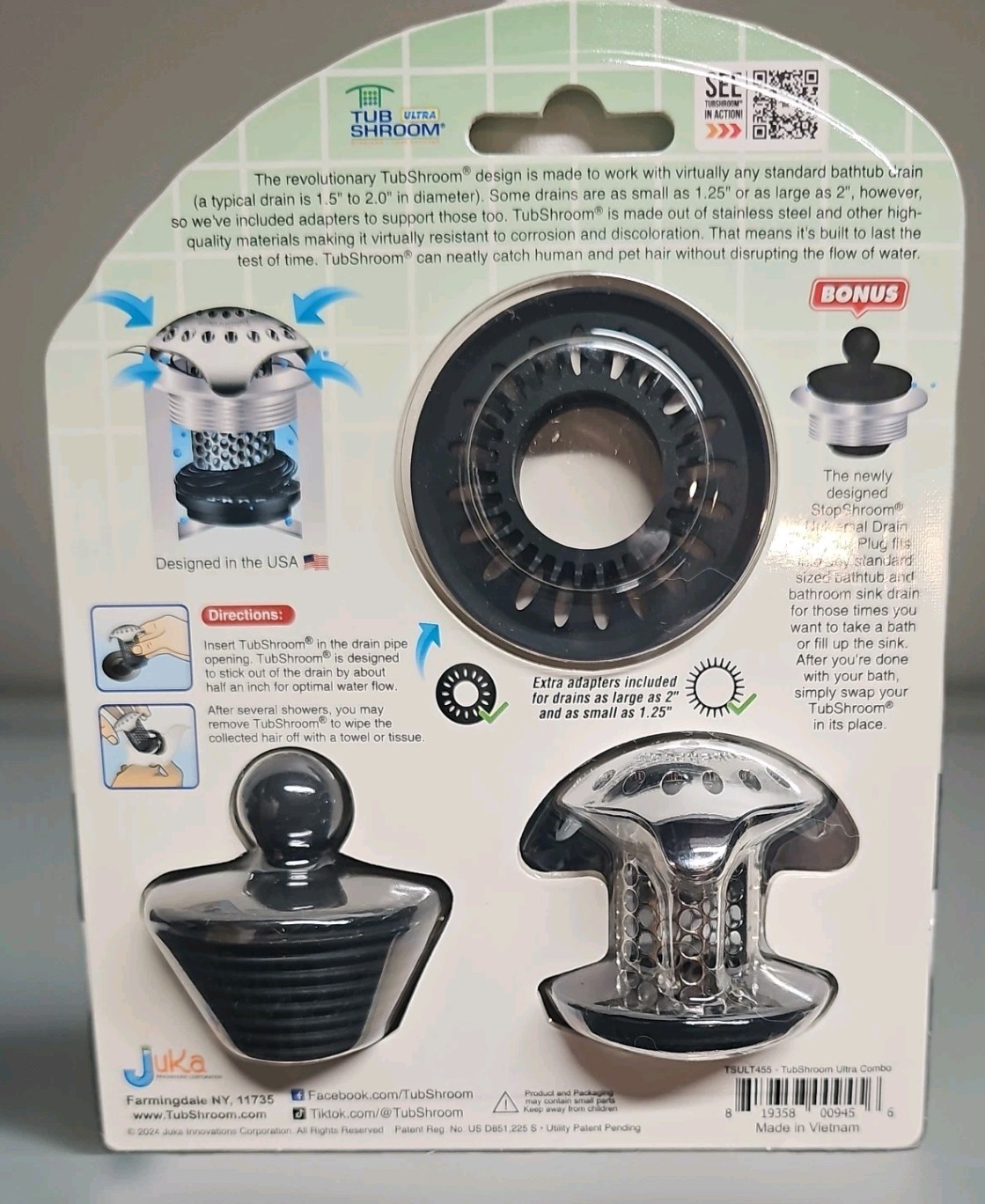 TUB SHROOM ULTRA PLATINUM BUNDLE HAIR CATCHER STAINLESS STEEL