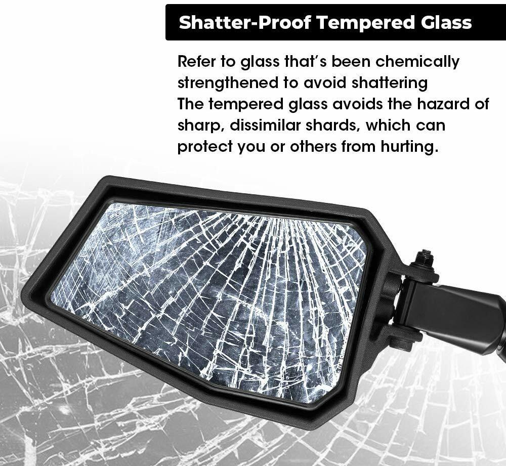 1.75''-2" UTV Side Mirrors Foldable Adjustable for Polaris RZR S 800 900 XP 1000