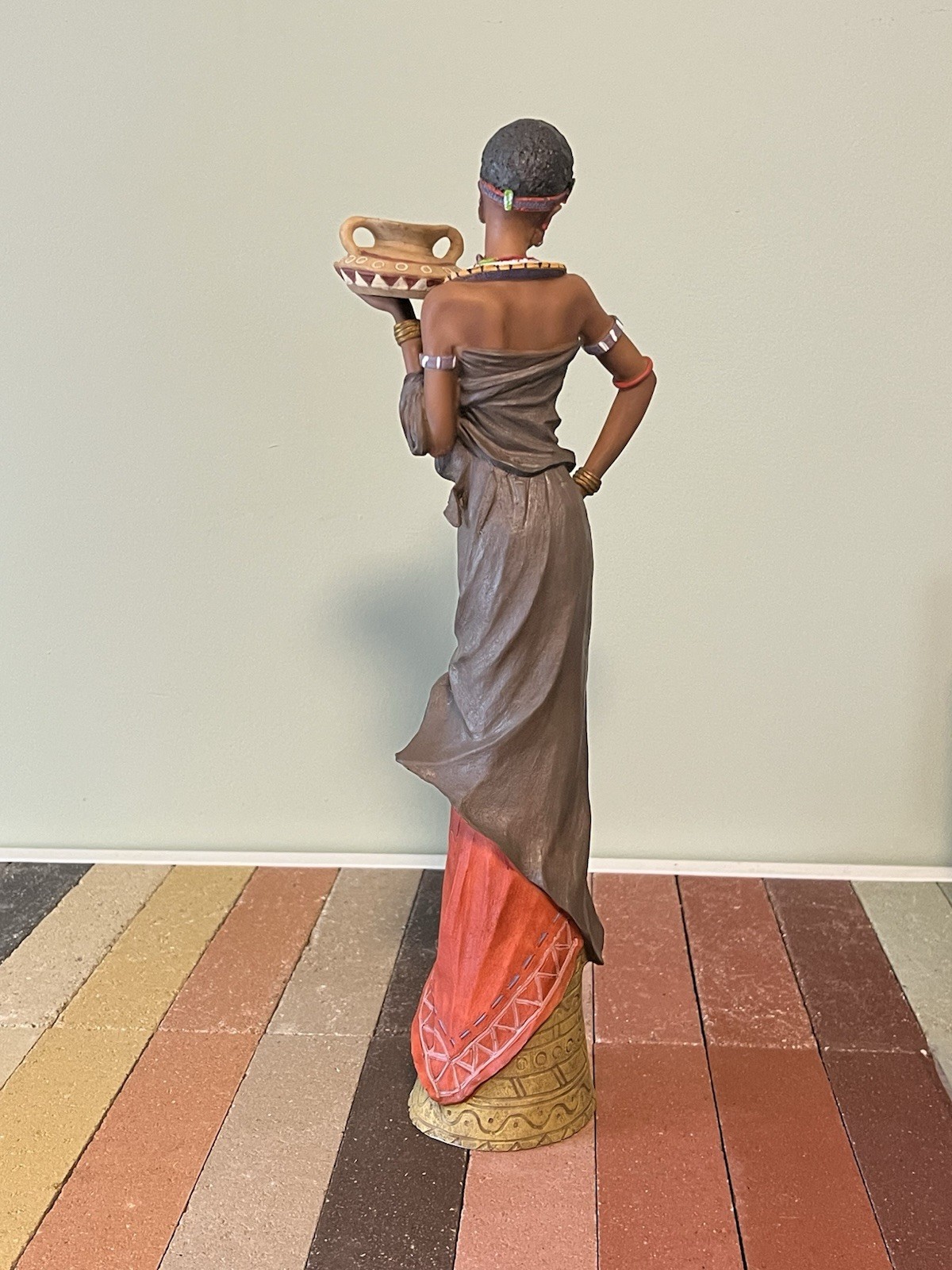 African Maasi Tribe Woman 16” Rare Resin Figure Sculpture Native Decor Statue