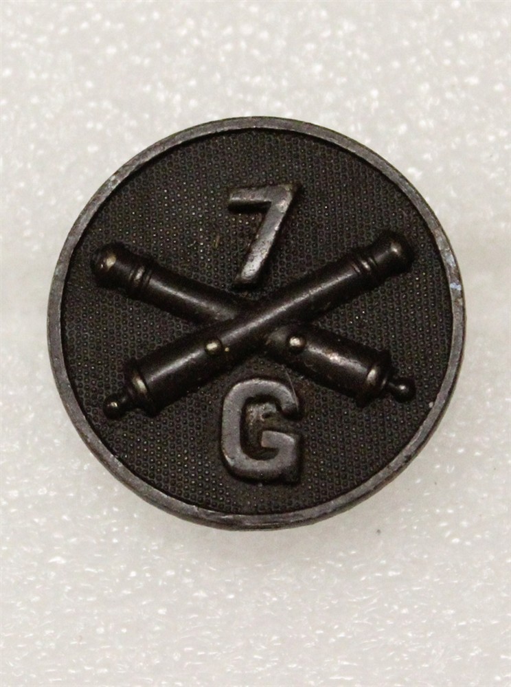 Btry G, 7th Field Artillery Regt - Army Enlisted Collar Disc, WWI, bronze, s/b