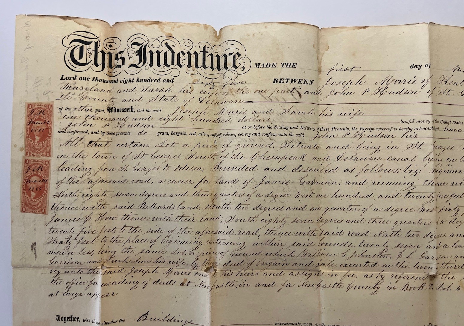 Antique 1865 Deed, 1899 Deed & Mortgage, and 1906 Mortgage Documents - Delaware