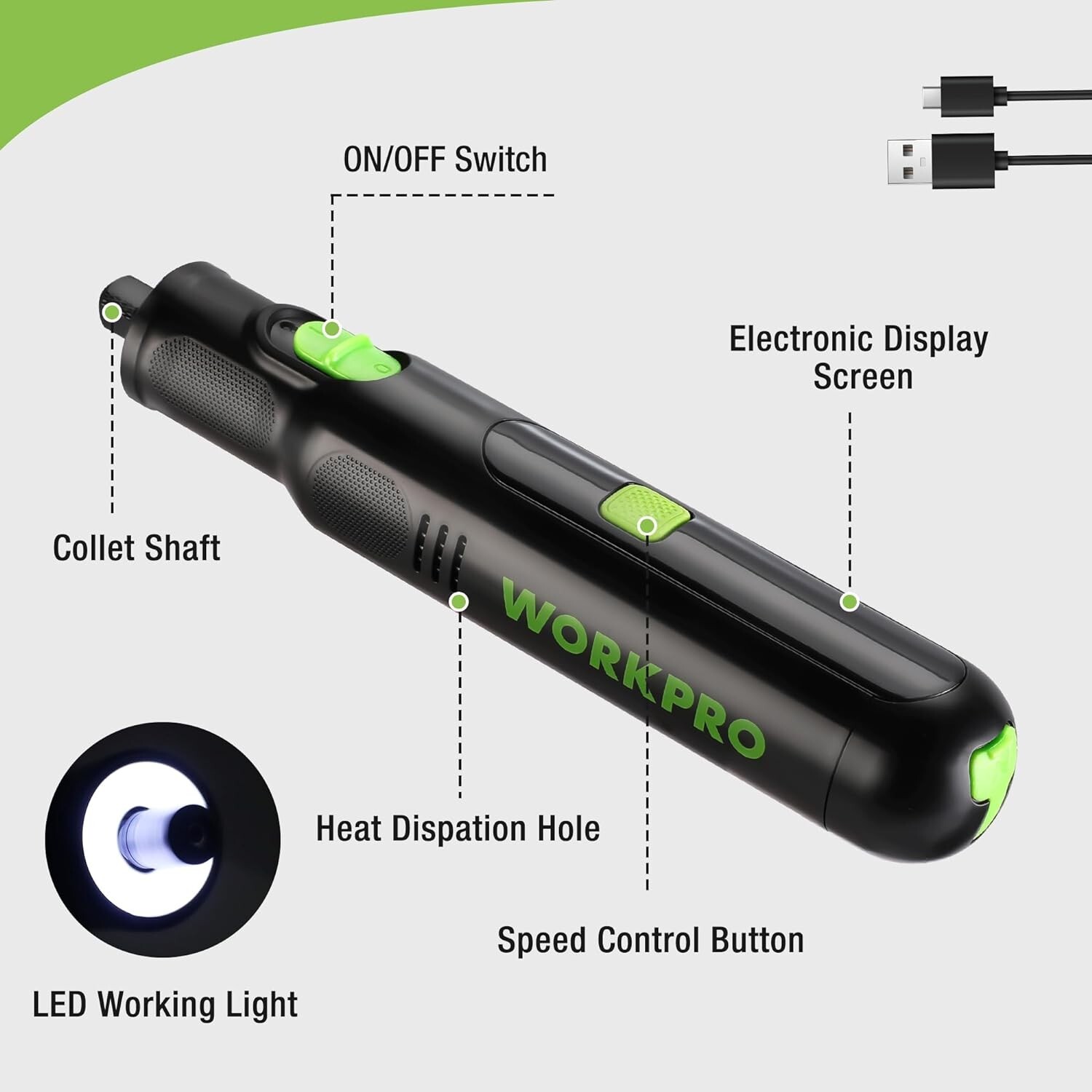 WORKPRO 7.2V Cordless Rotary Tool 6 Variable Speed w/117 Accessories Black