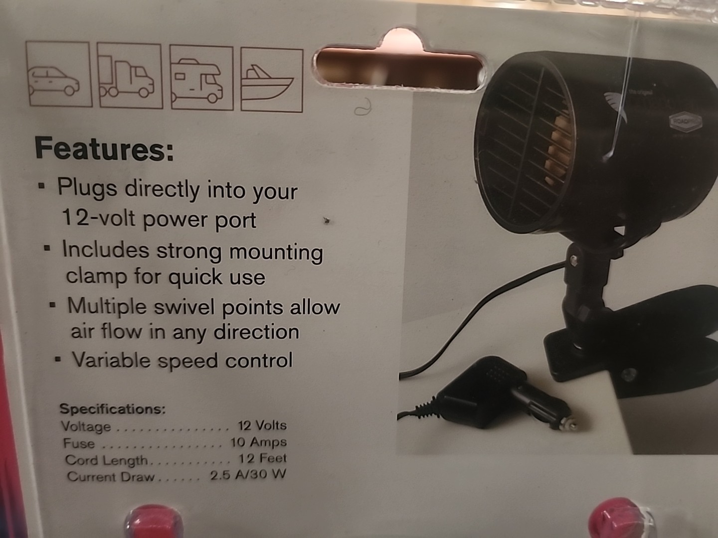 RoadPro 12-Volt Tornado Fan with Mounting Clip *Unopened*