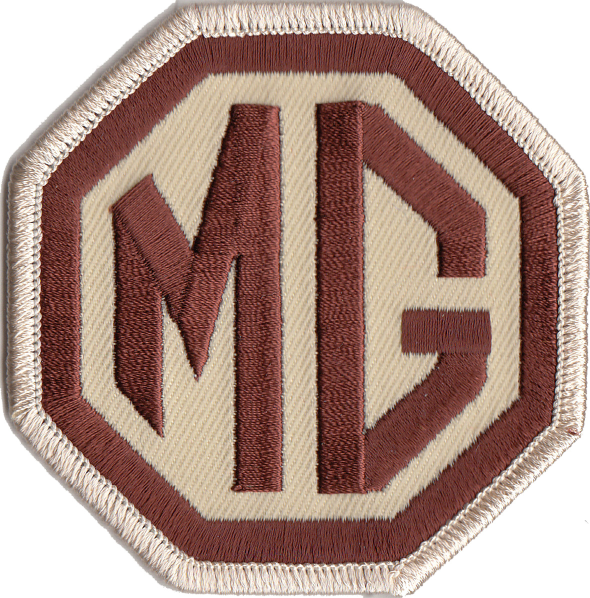 MG Brown / Beige embroidered patch 3 inch size