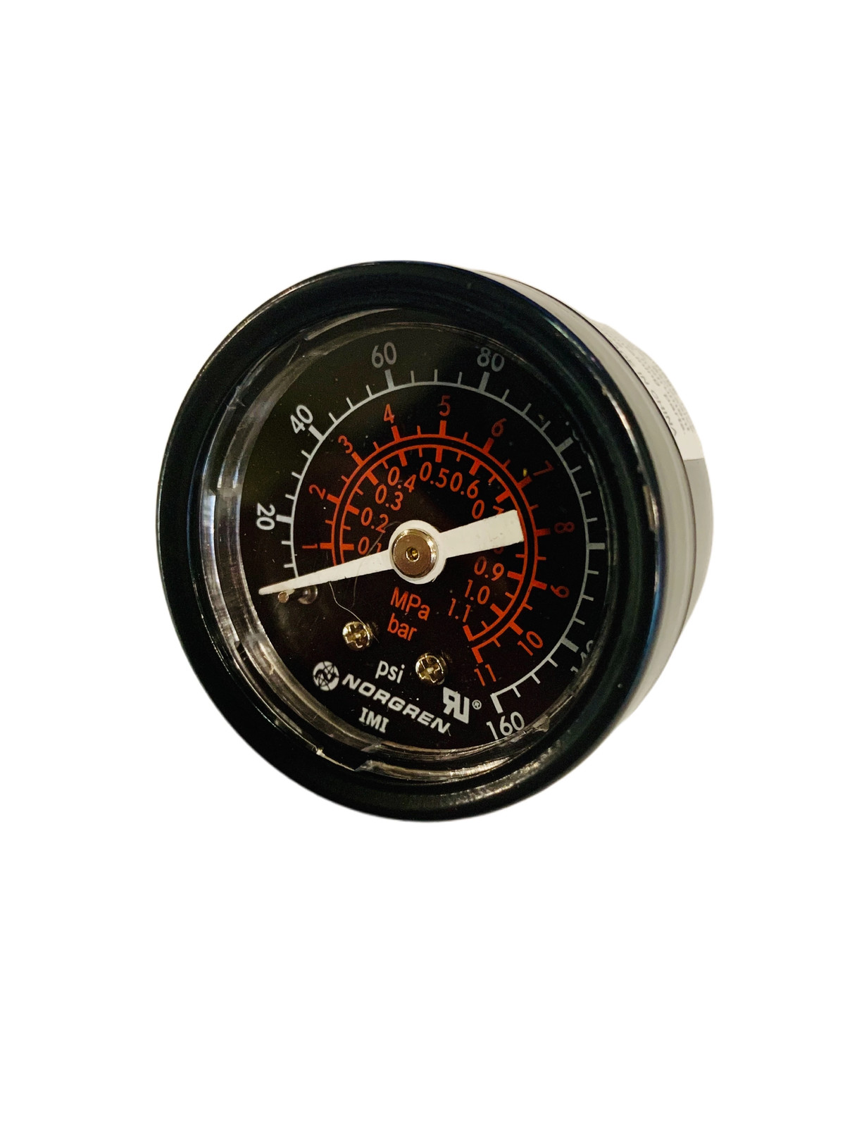 Norgren 18-013-212 Pressure Gauge 1/8" NPT Black 0-160 PSI 2" Diameter
