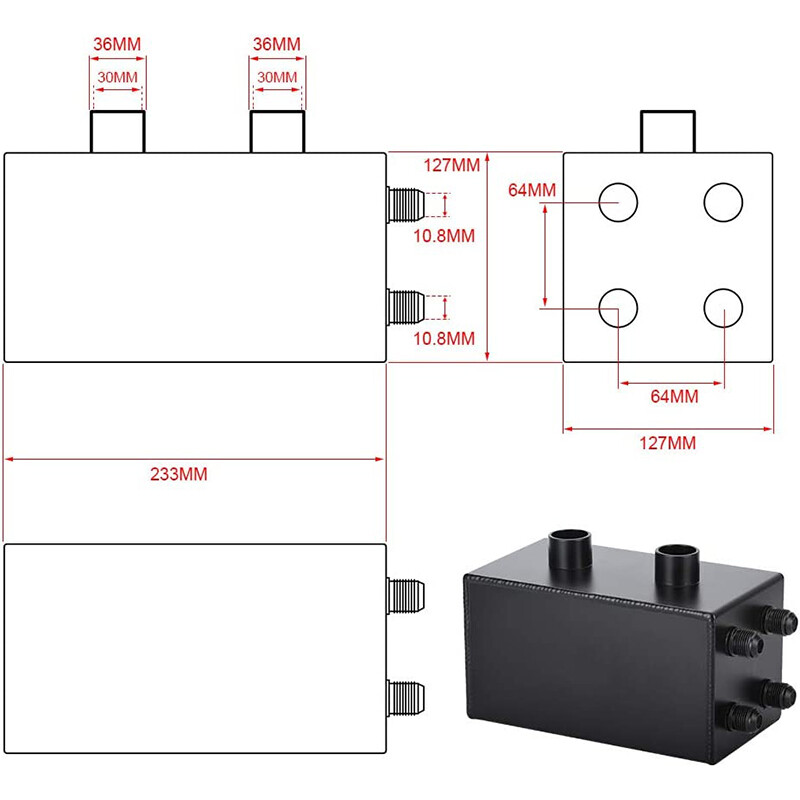 AN10 Oil Catch Can Reservoir Tank w Dual Breather Filter Baffled Tank Kit 4 Port