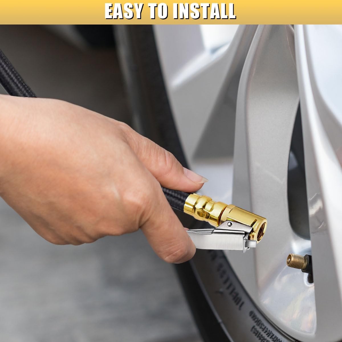 12 Tire Inflator Extension Tube, Tyre Pump Quick Inflation Chuck Adapter with...