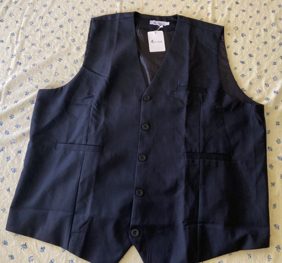 Men's Aoyog Formal Business Suit Vest 5 Buttons Size 4XL Black *NEW*