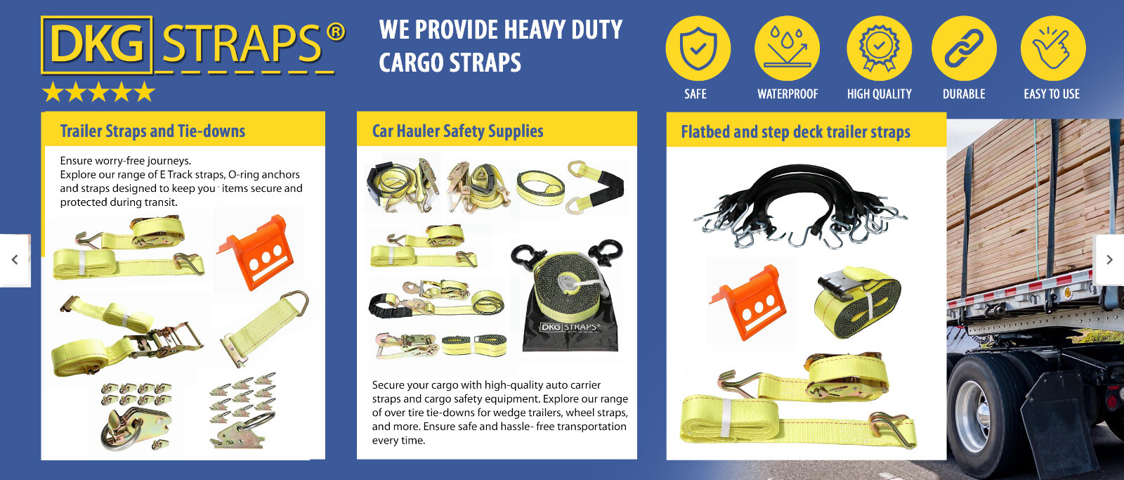 (4 pack) 2"x10' Lasso Car Strap - Finger Hook Ratchet Tire Tie Down- Wheel Strap