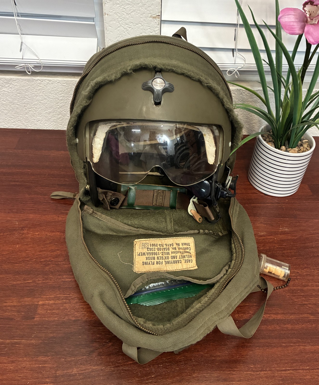Vintage 1965-67 Gentex APH-5A Helicopter Flight Helmet–Vietnam War -Original Bag