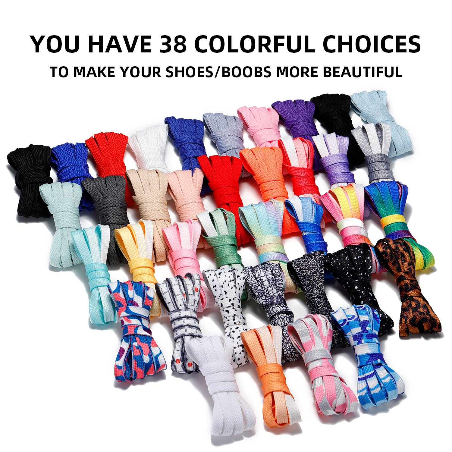 1Pair Flat Shoe Laces Replacement for Sneakers Boots Athletic Shoes 24 - 72 Inch