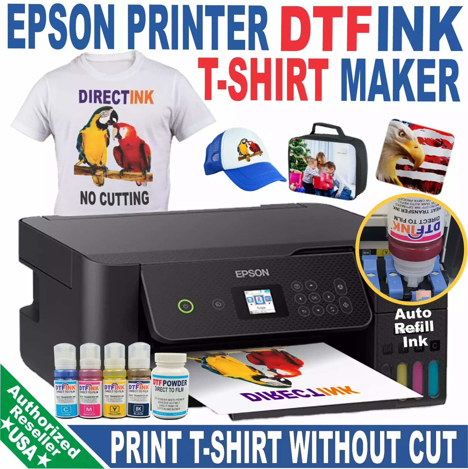 All-in-One DTF Ink & Powder T-Shirt Printer Epson Wireless w/LCD | Business Kit