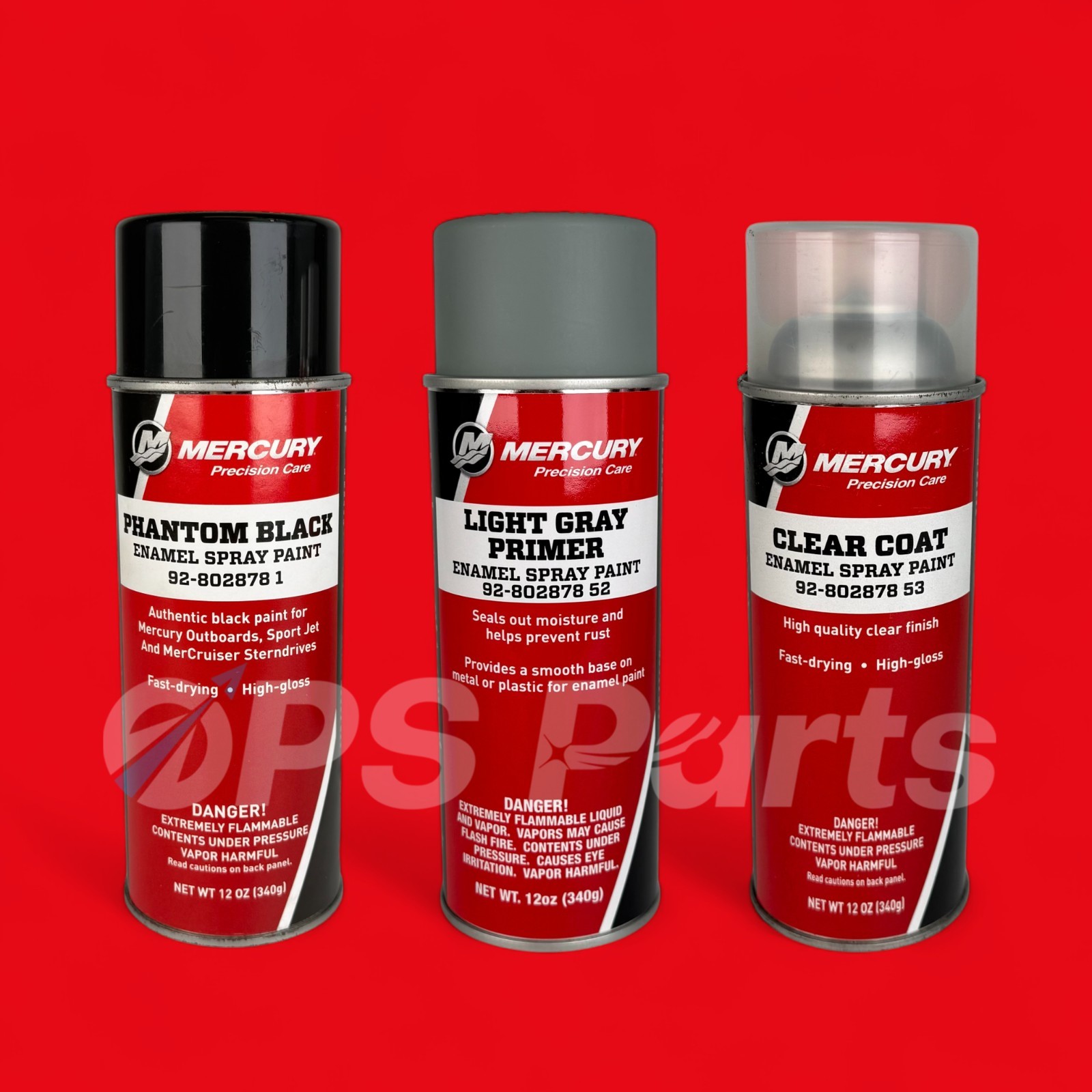 Mercury/QS Phantom Black Spray Paint Set 3pk Part# 8028781 & 80287852 & 80287853