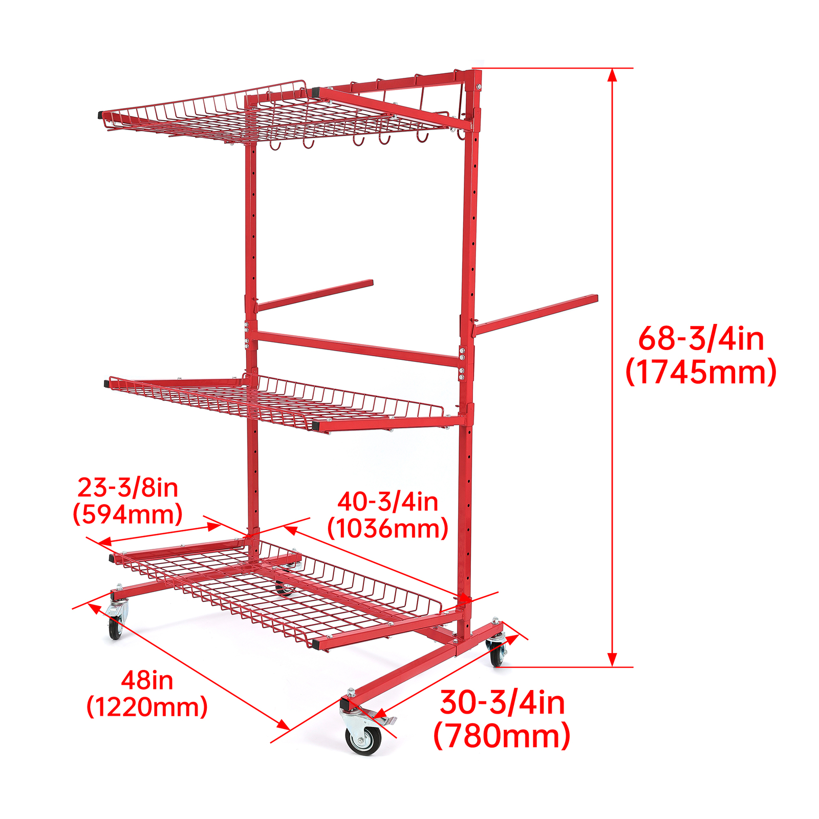 Auto Parts Storage Rack - 3 SHELF - Tools Trolley Adjustable Painted Collision