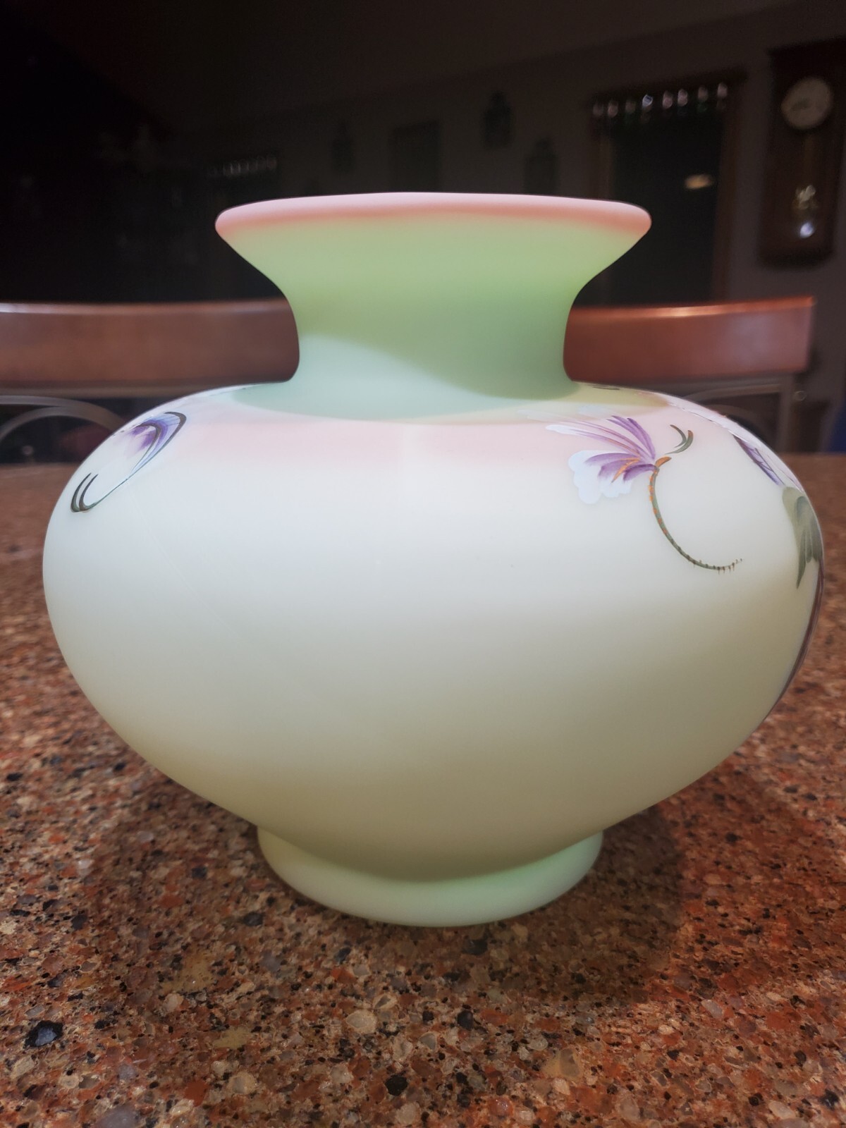 2006 Fenton Lotus Mist Hibiscus Garden Vase LE