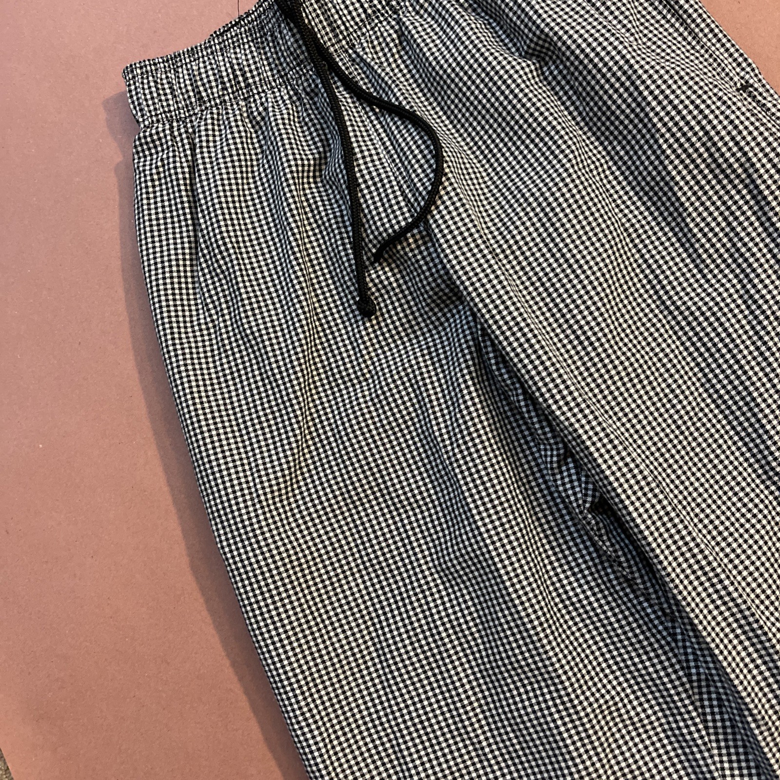 CHEF WORKS BLACK & WHITE CHECKERED DRAWSTRING PANTS SIZE SMALL