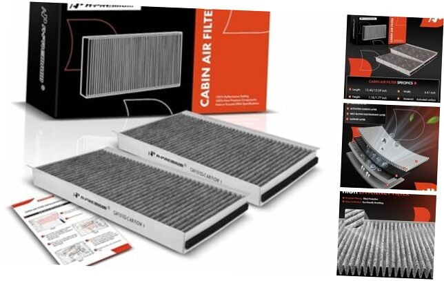 2-PC Cabin Air Filter with Activated Carbon Compatible with BMW 525i, 528i,
