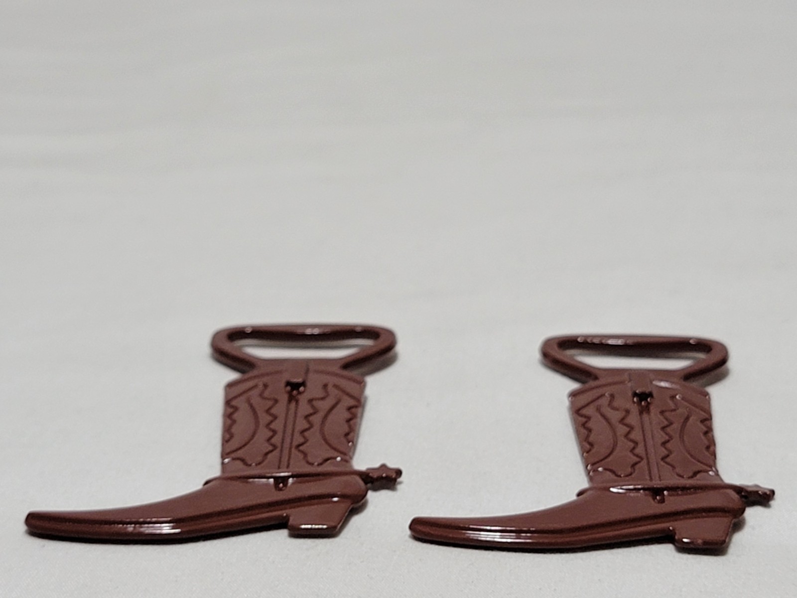 2 X Brown Cowboy Boot Bottle Openers Lot 3.5" Metal w/ Spurs top opener pair set