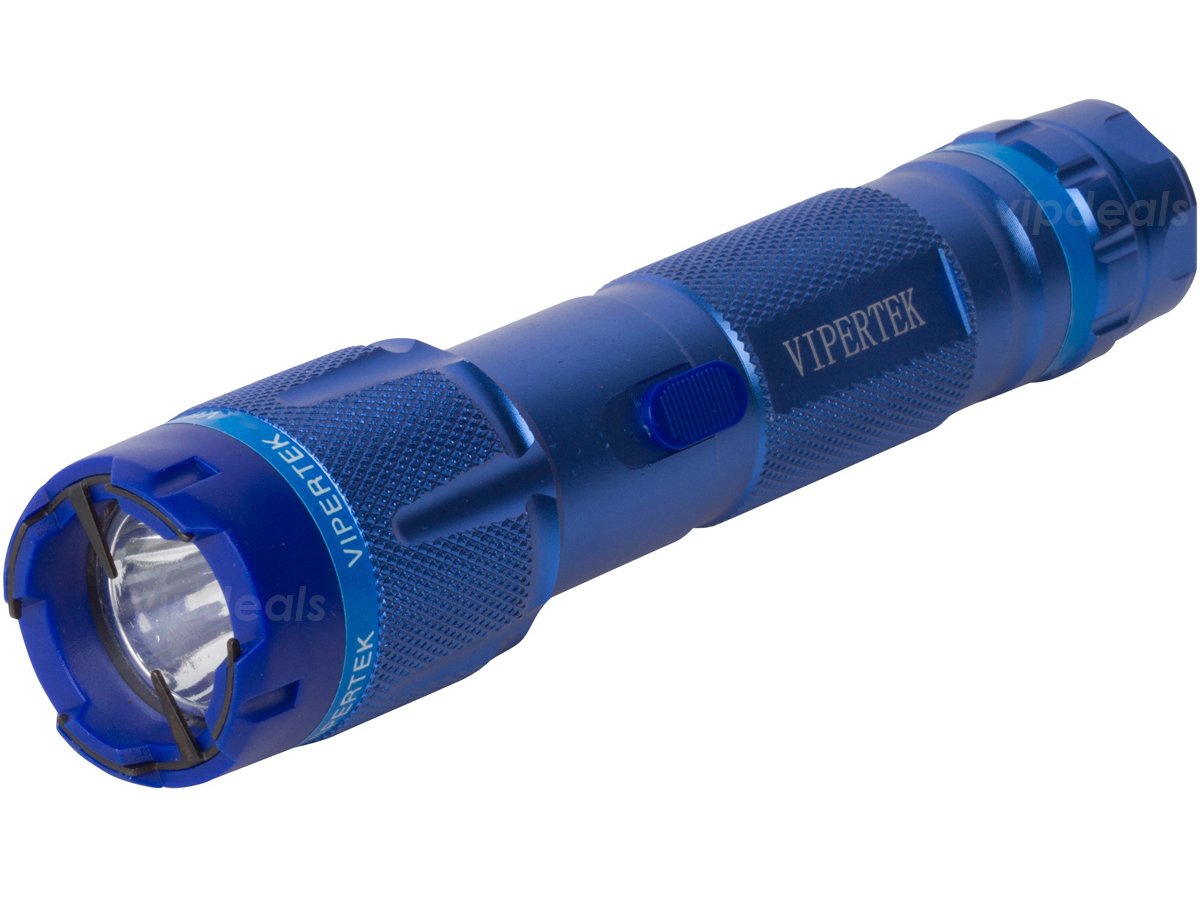 VIPERTEK Stun Gun VTS-T03 BLUE 500 BV Metal Rechargeable LED Flashlight