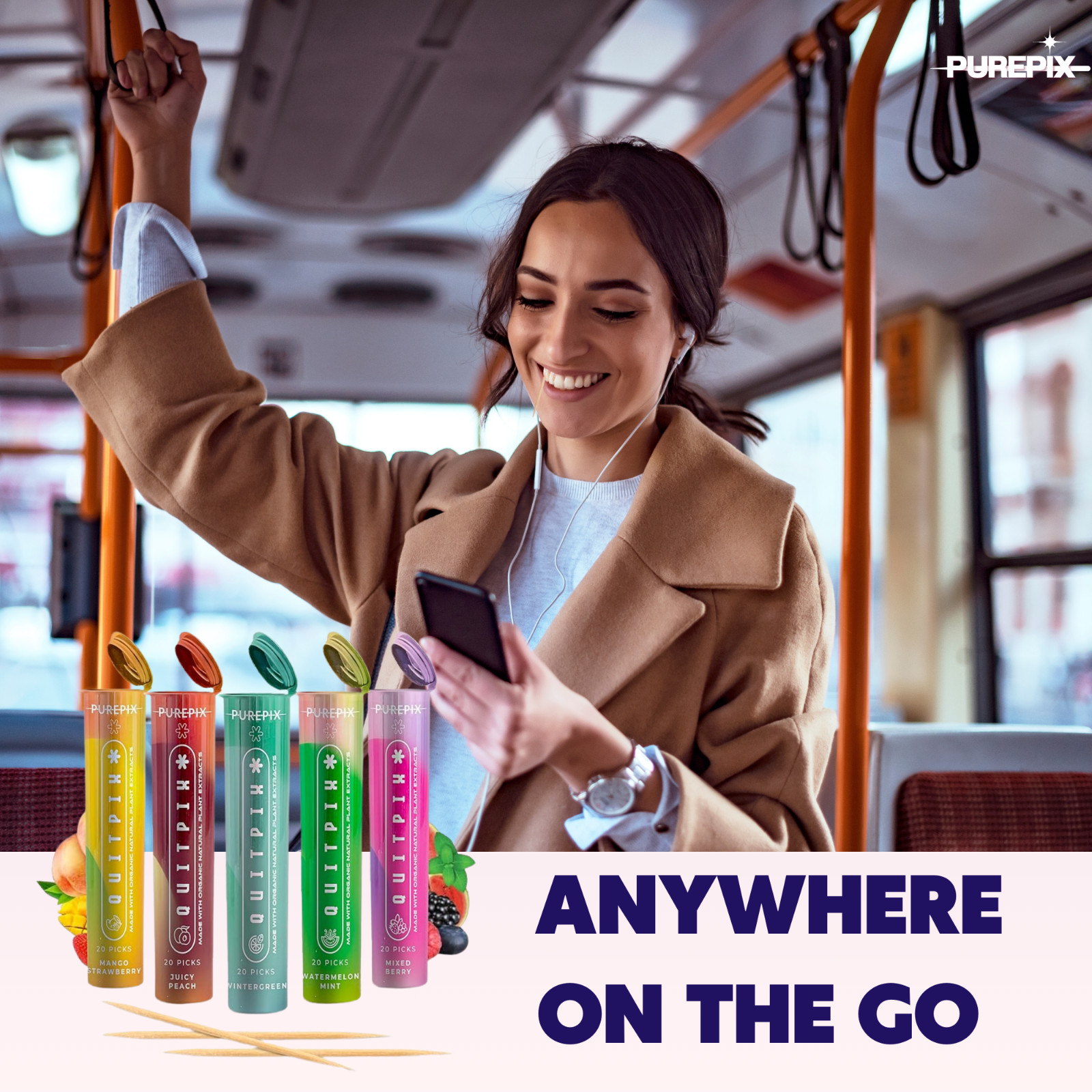 Quit Smoking Aid Premium Extra Thick Boosting Flavored Toothpicks with Lobelia