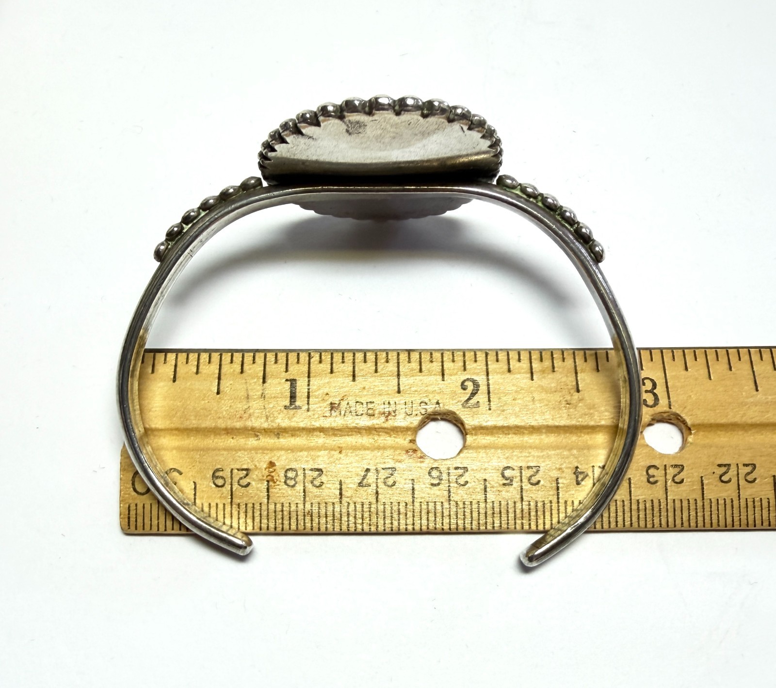 Native American Navajo? Sterling Green Turquoise Cuff Bracelet Old Pawn Vintage