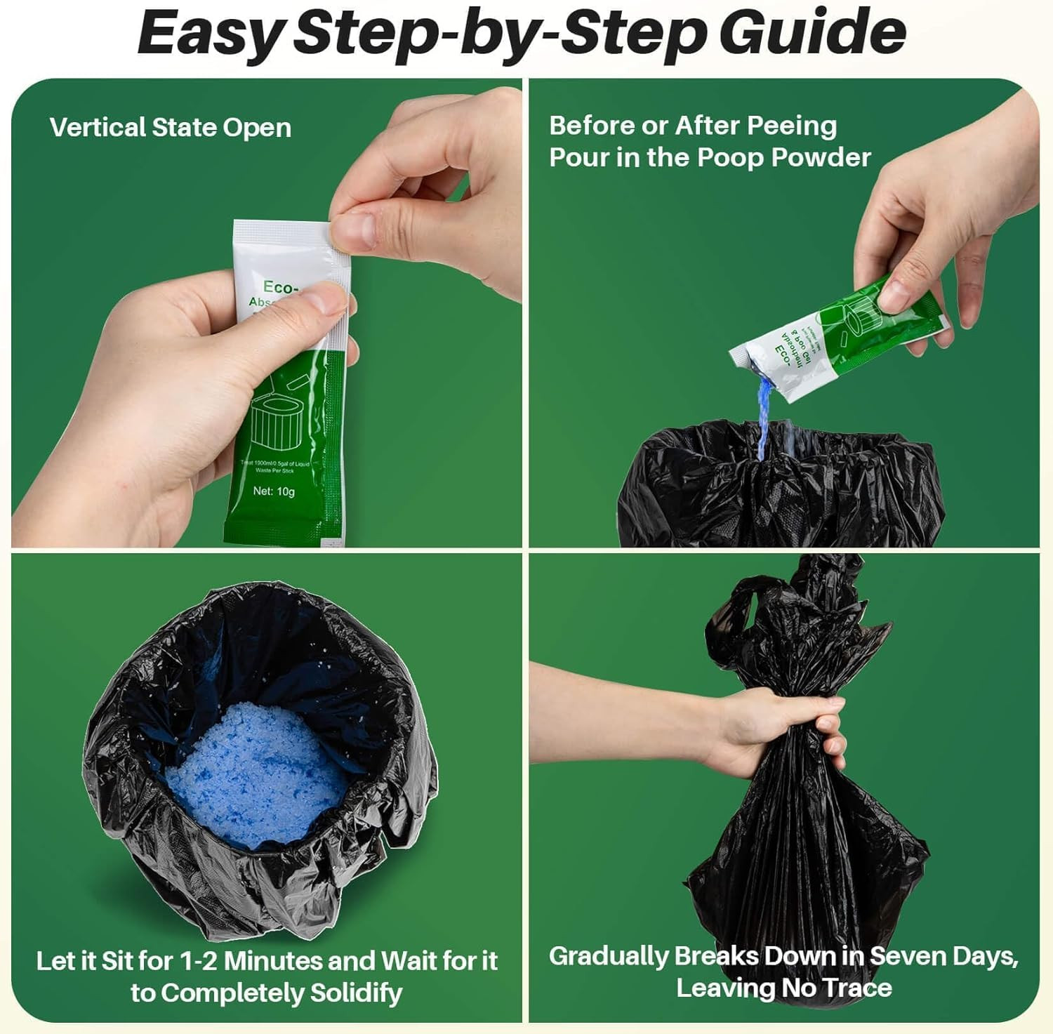 Poo Gel for Portable Toilet for Camping - 28 Packs Camping Toilet Bags Lemon Eco