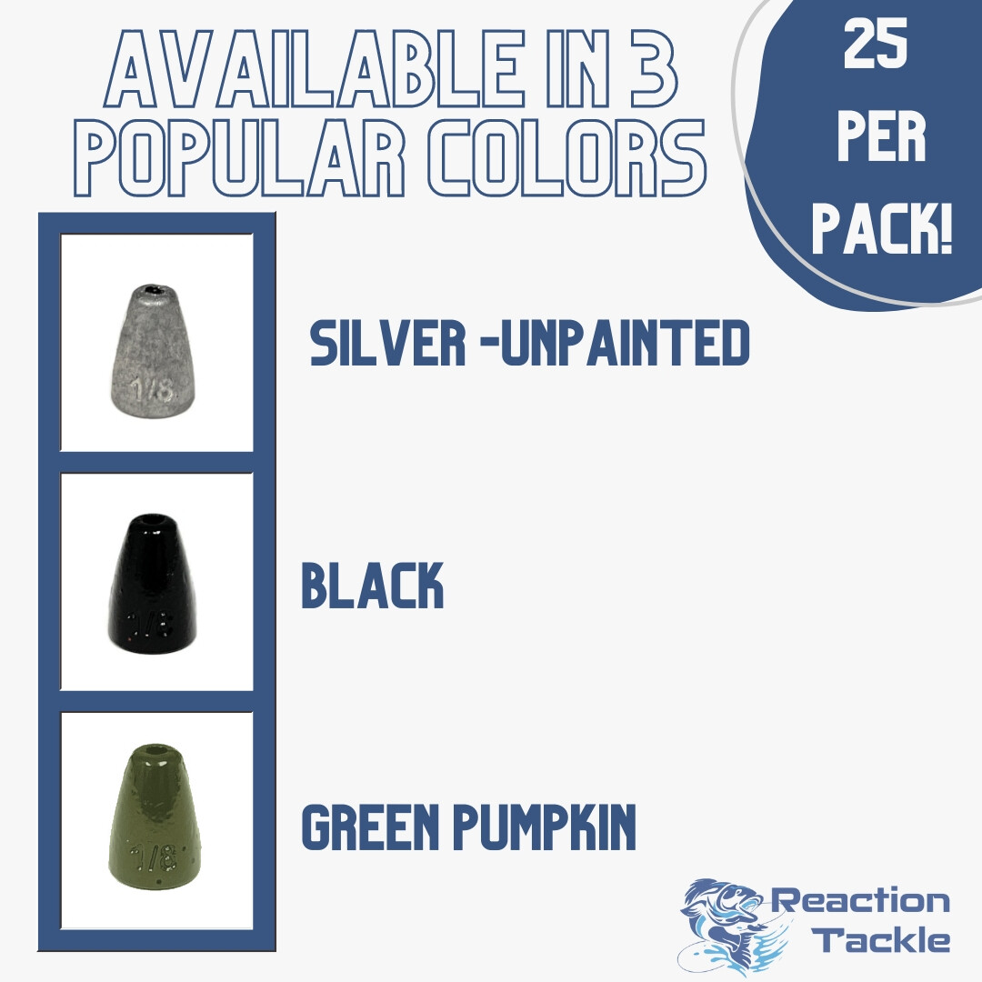 Reaction Tackle Lead Worm Weights / Bullet Sinkers (25 pack) in Various Sizes