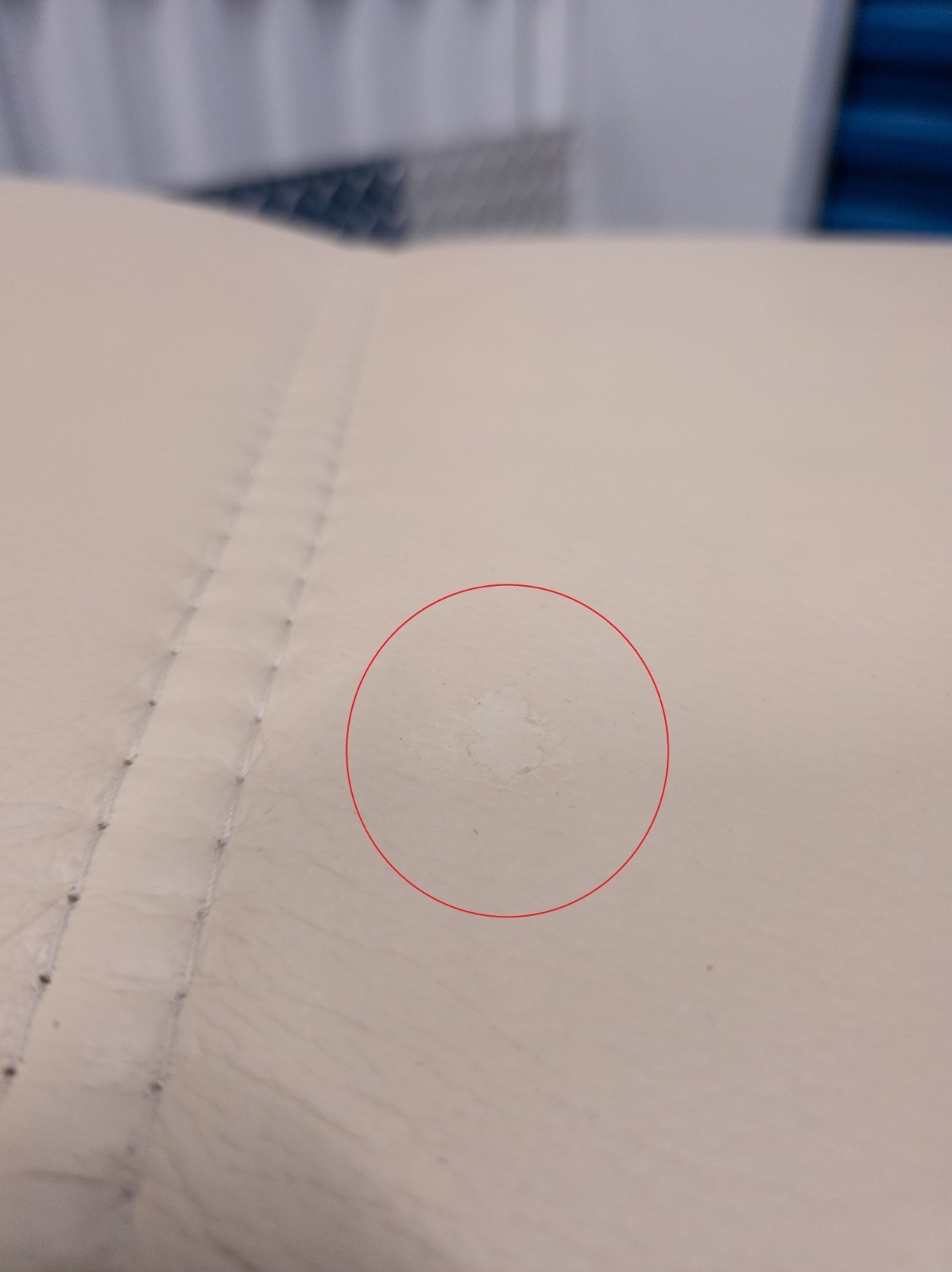 Ekornes Stressless Cream Colored Leather Ottoman | Tilt Function | Teak