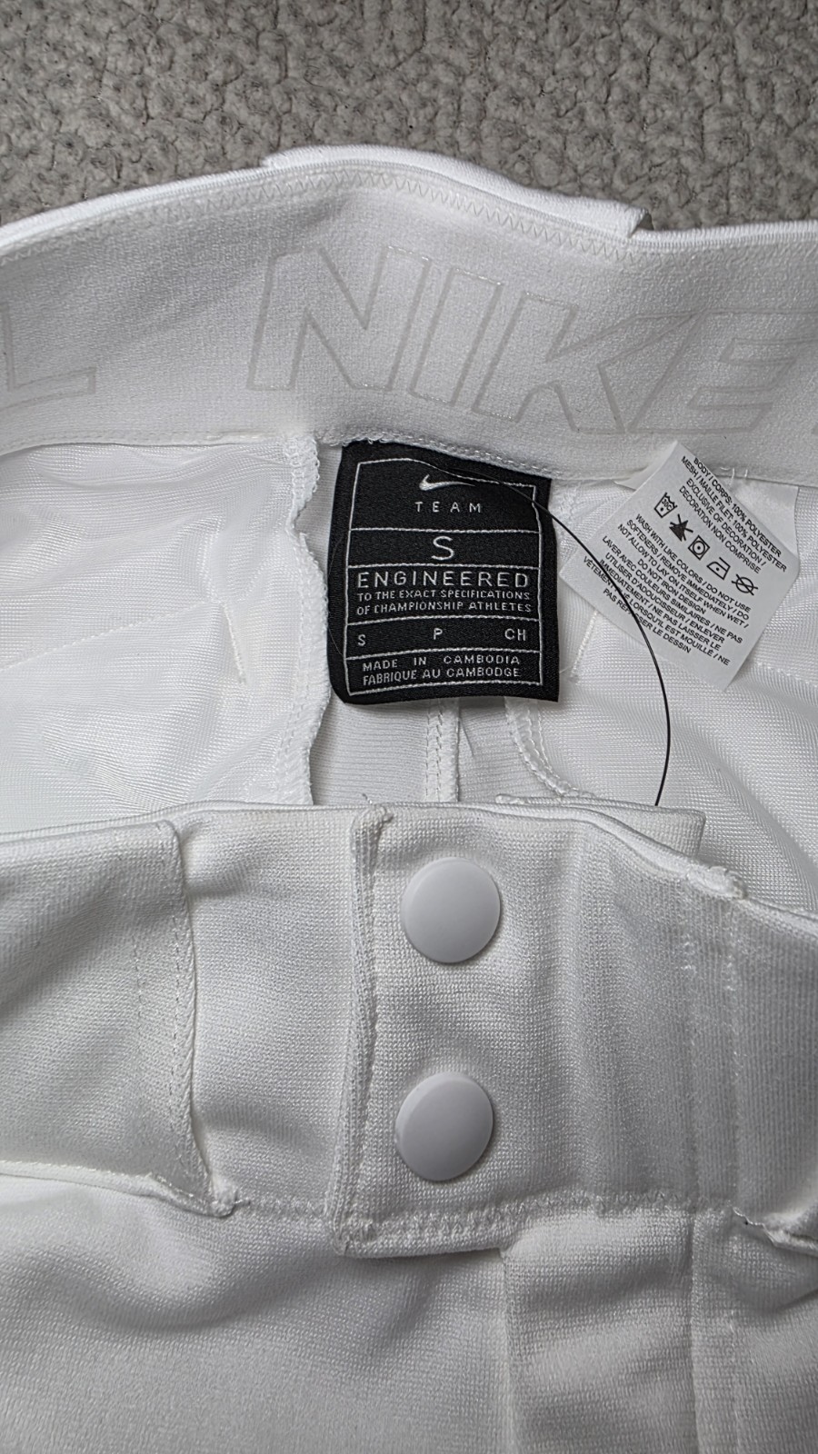 New NWT Nike Vapor Select Baseball Pants Team White Size Mens Small BQ6432-100