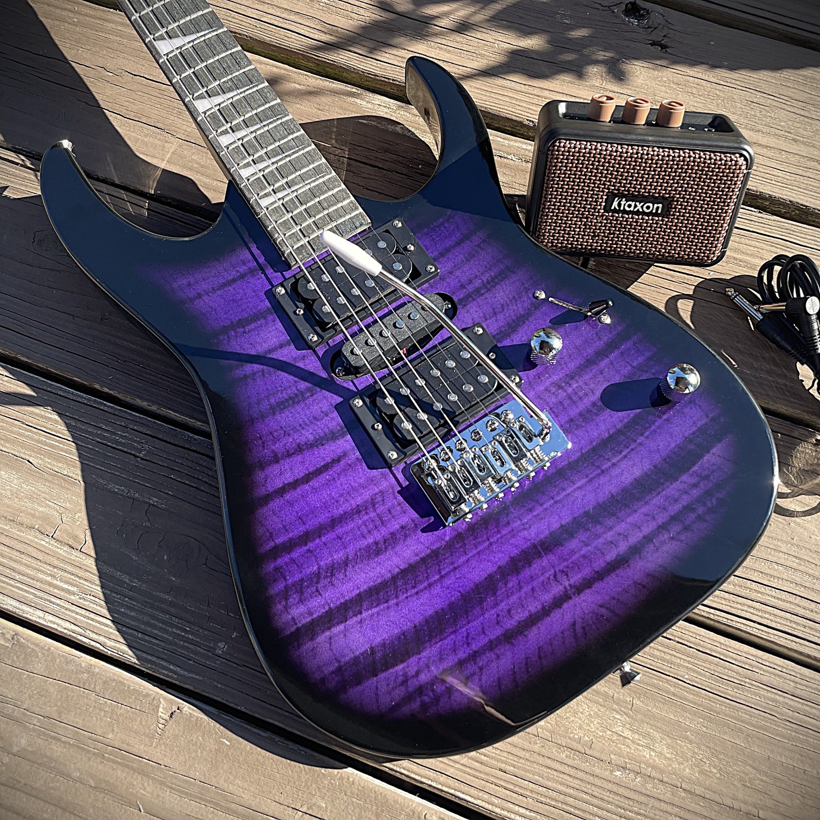 Full-Size Purple Electric Guitar and 5-Watt Amp Starter Package with Accessories
