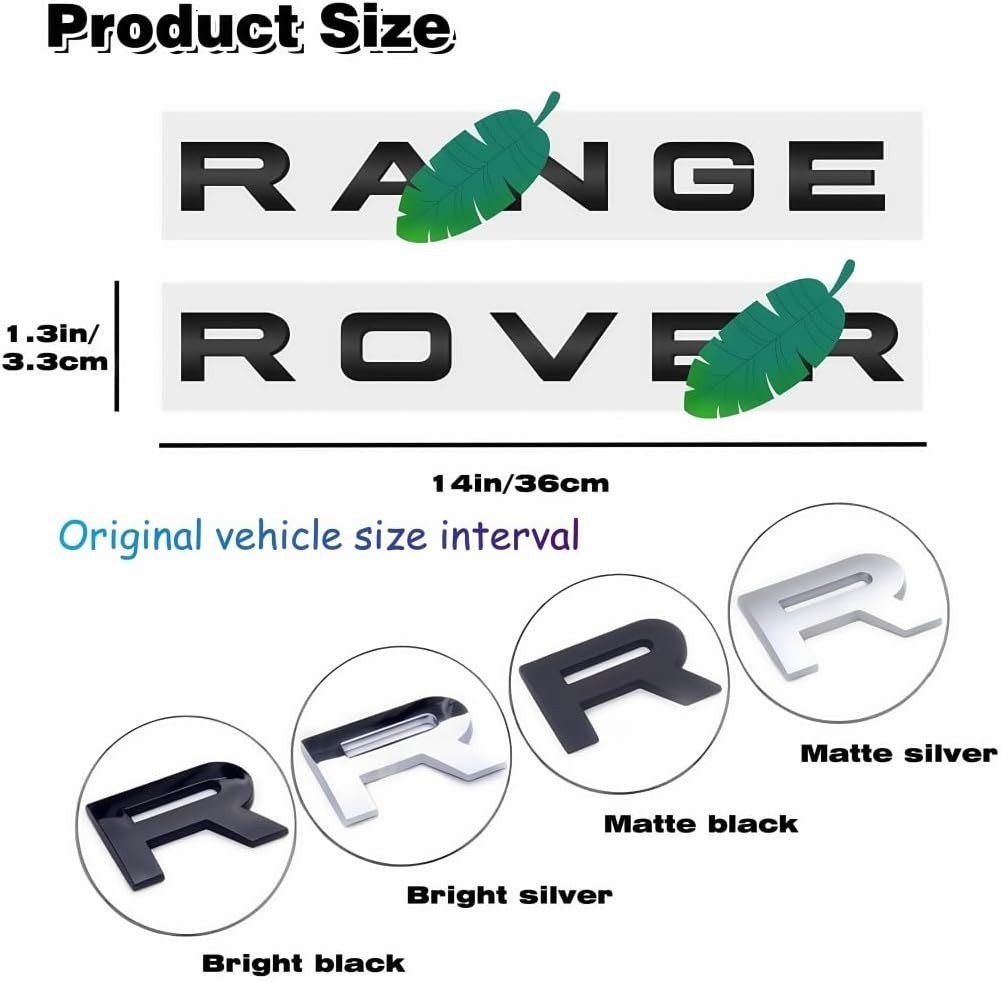 Range Rover Gloss silver ABS Emblem Replacement Badge for Front Hood & Trunk