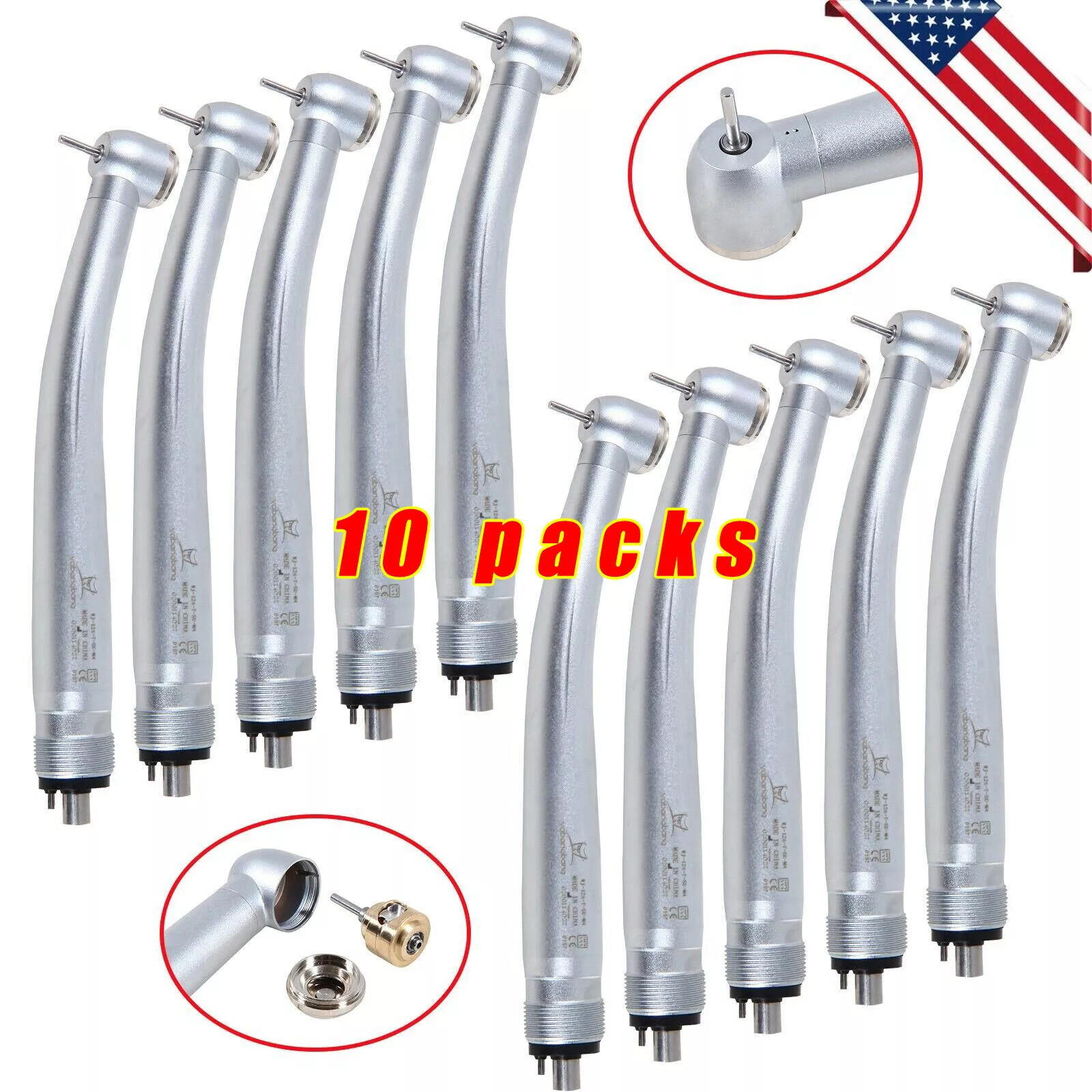 10*NSK Style PANA MAX Dental High Speed Turbine Handpiece Push Button 4Hole SALE