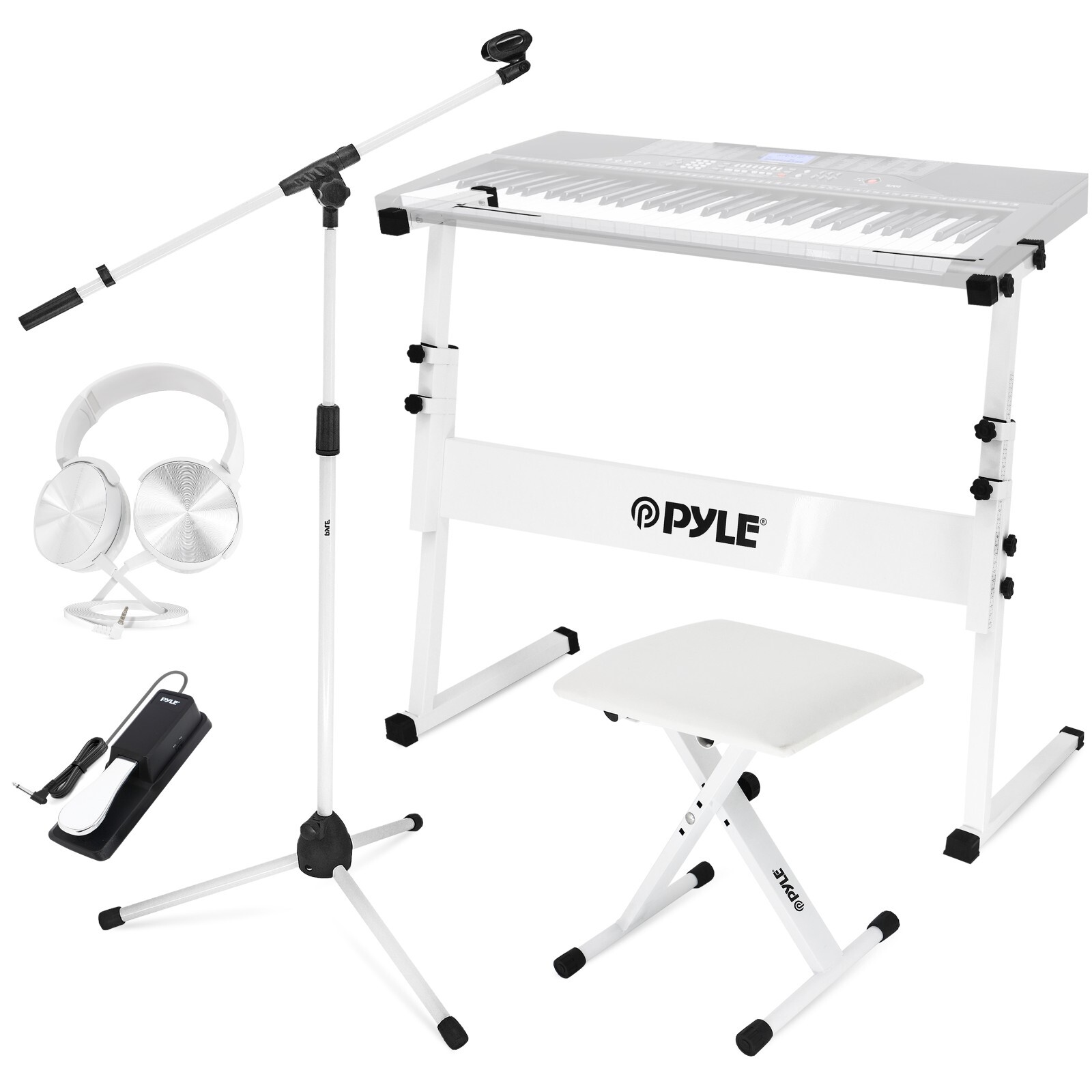 Pyle Heavy-Duty Keyboard Accessories-Keyboard Stand, Headset, Keyboard Stool