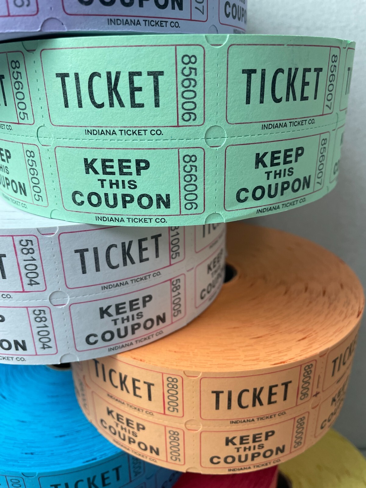 Raffle Tickets Double Stub Roll of 2000 Split the Pot 50/50 Carnival Events