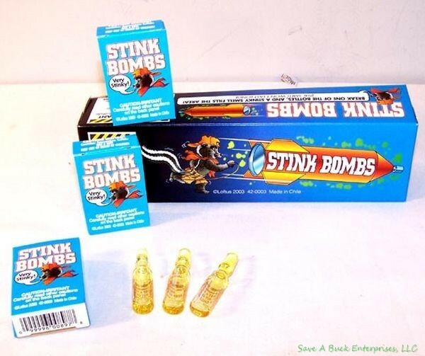 2 CASES OF 36 GLASS STINKY STINK BOMBS ( 72 TOTAL )