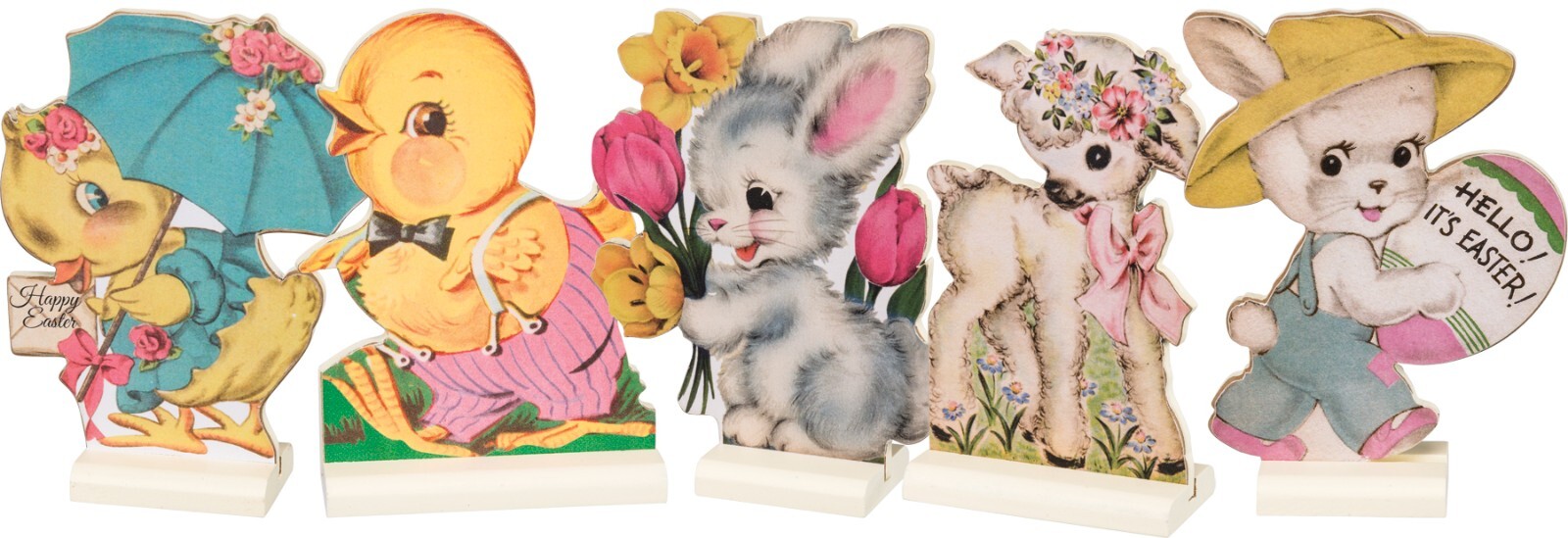 Primitives by Kathy Retro EASTER Sitter Set 5 Stand Ups Vintage Look Bunny Chick