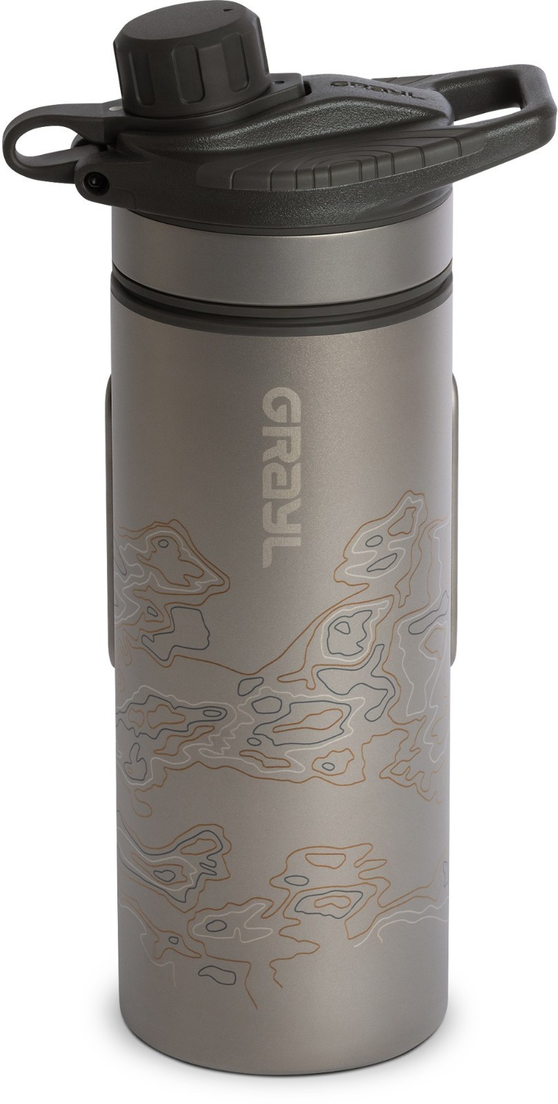 Grayl GeoPress Ti Water Filter and Purifier Bottle, 24 fl. oz, Covert Black