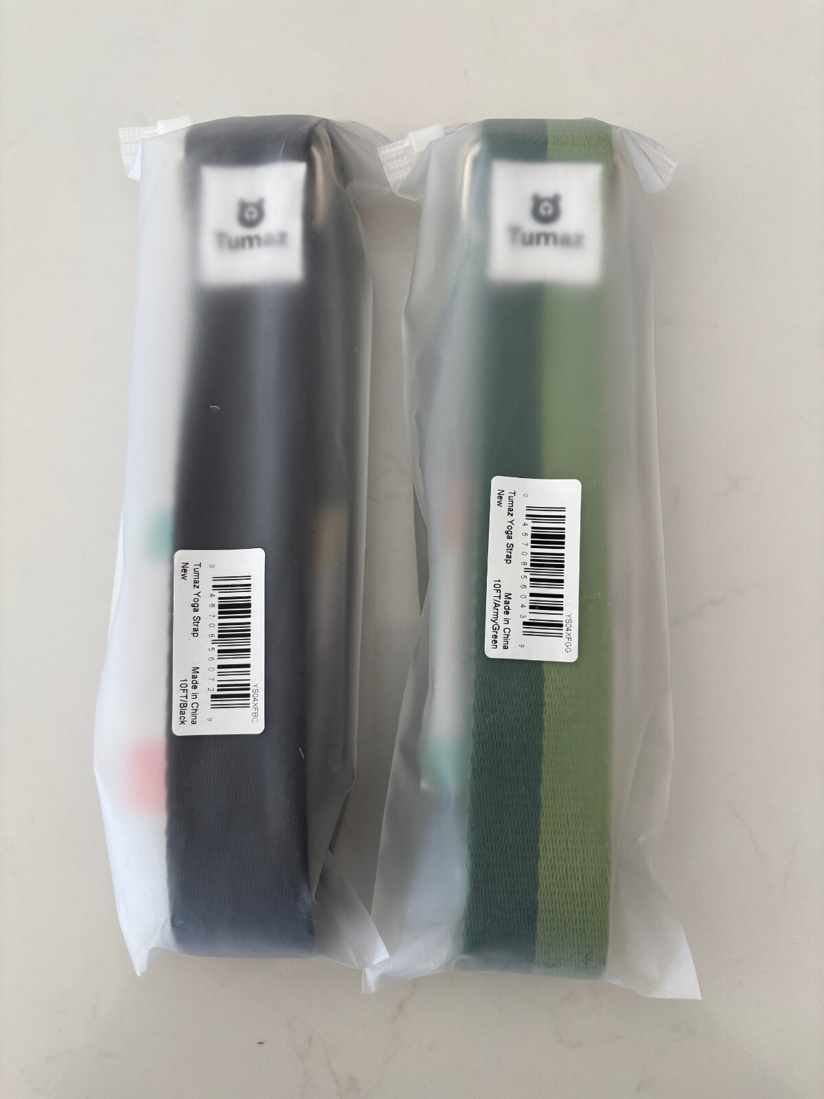 2 Tumaz 10 Foot LongYoga Strap With D Rings - Black & Army\Green