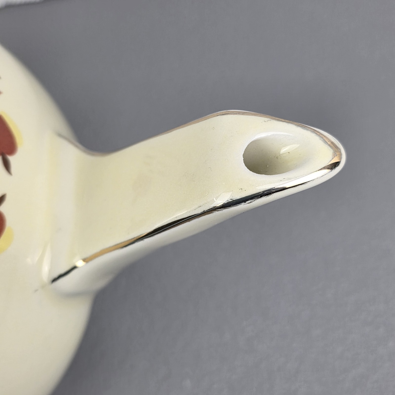 Vintage Cream Teapot with Gold Trim & Floral Pattern, Mid-Century Style