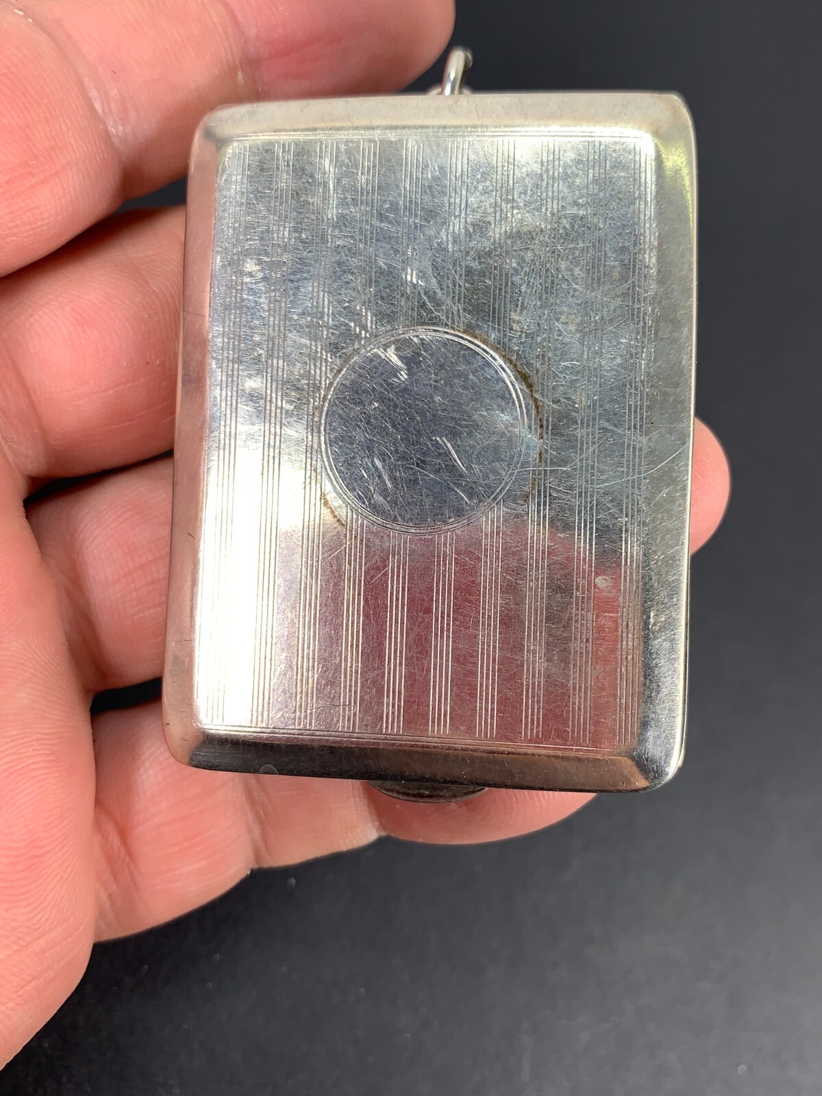 silver engine turned rectangular note/cigarette case, Birmingham 1925